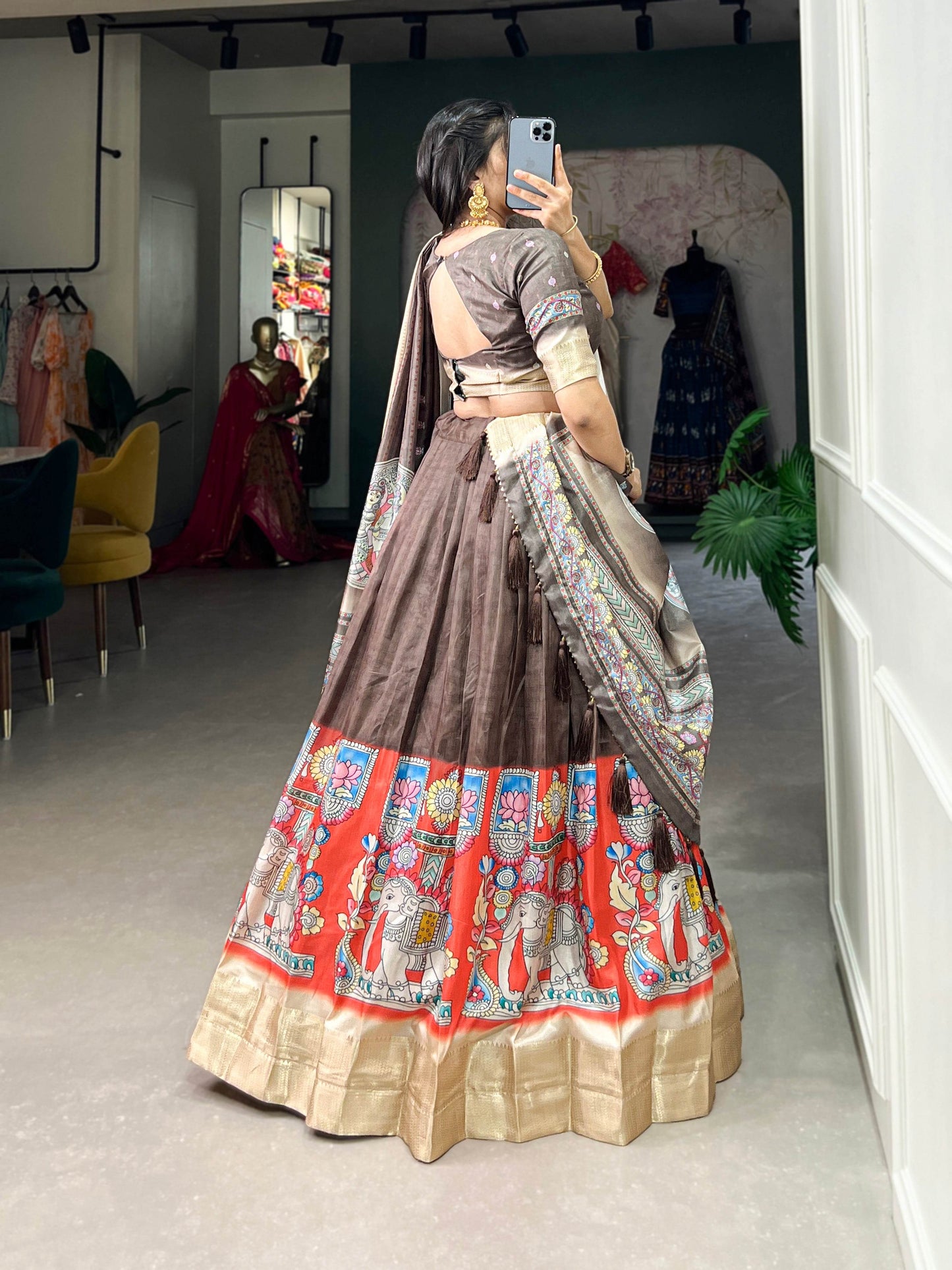 Kalamkari Print Lehenga Choli - GAJGAMINI Catalogue - SEEANS