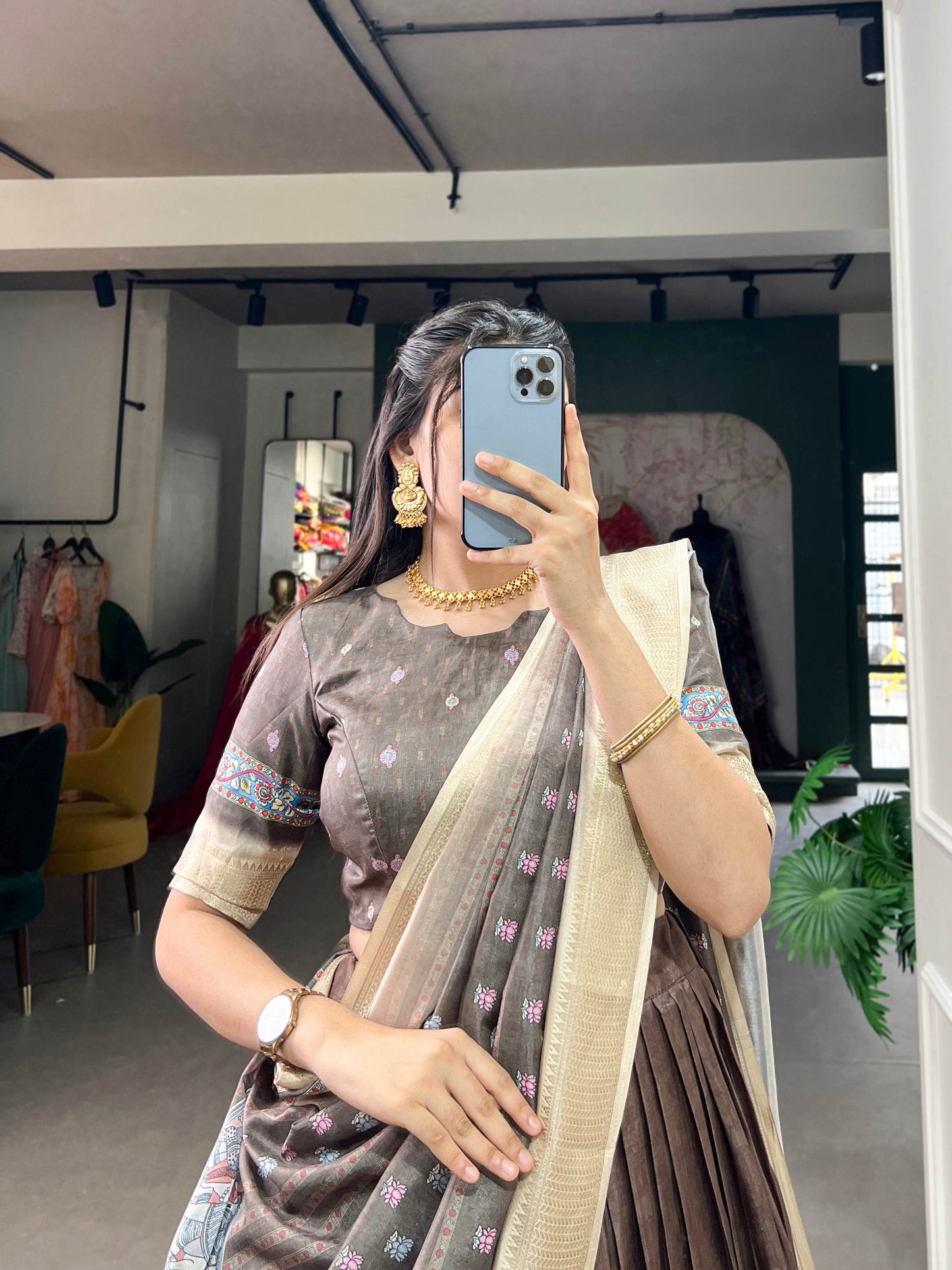 Kalamkari Print Lehenga Choli - GAJGAMINI Catalogue - SEEANS