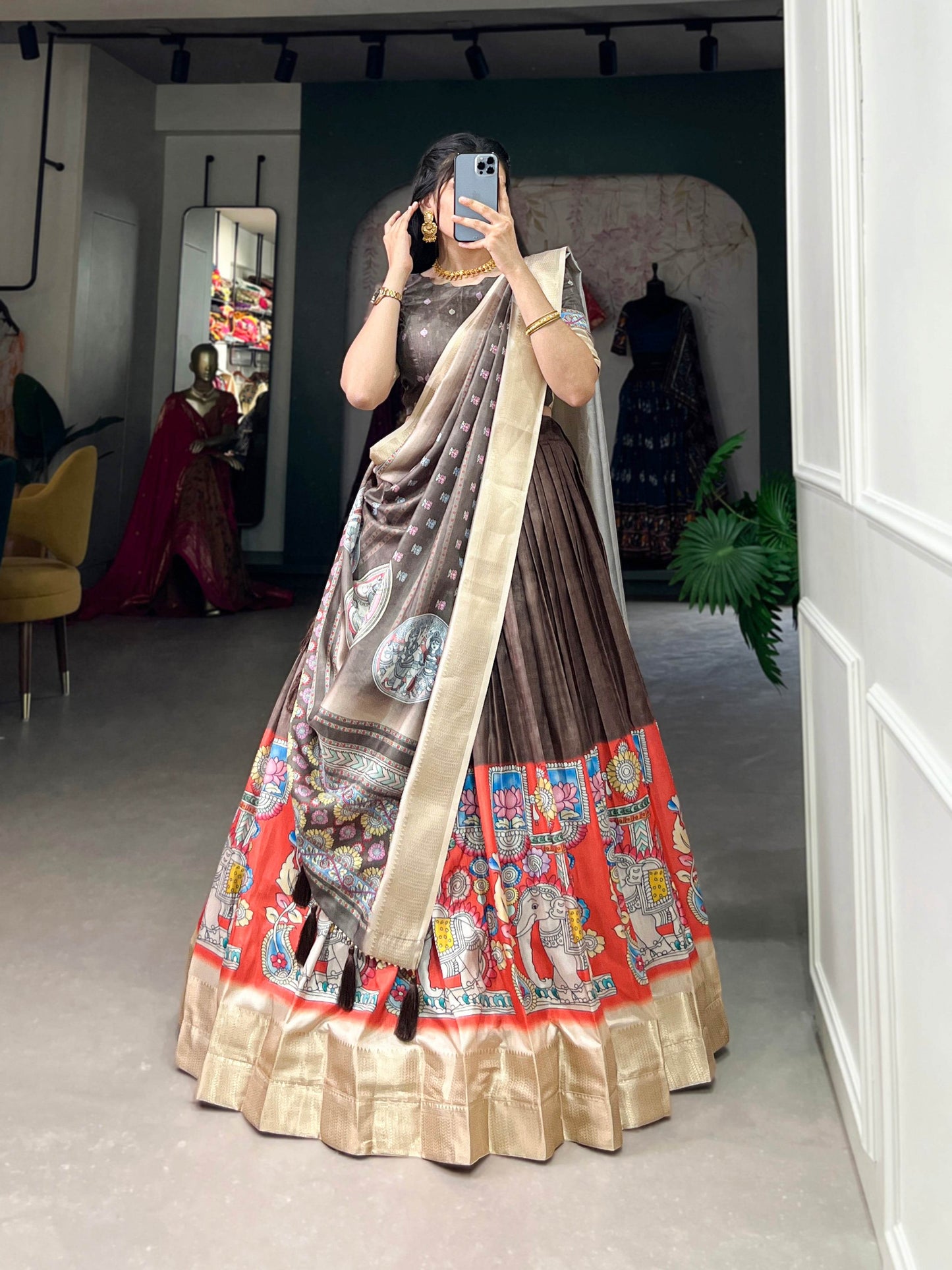 Kalamkari Print Lehenga Choli - GAJGAMINI Catalogue - SEEANS