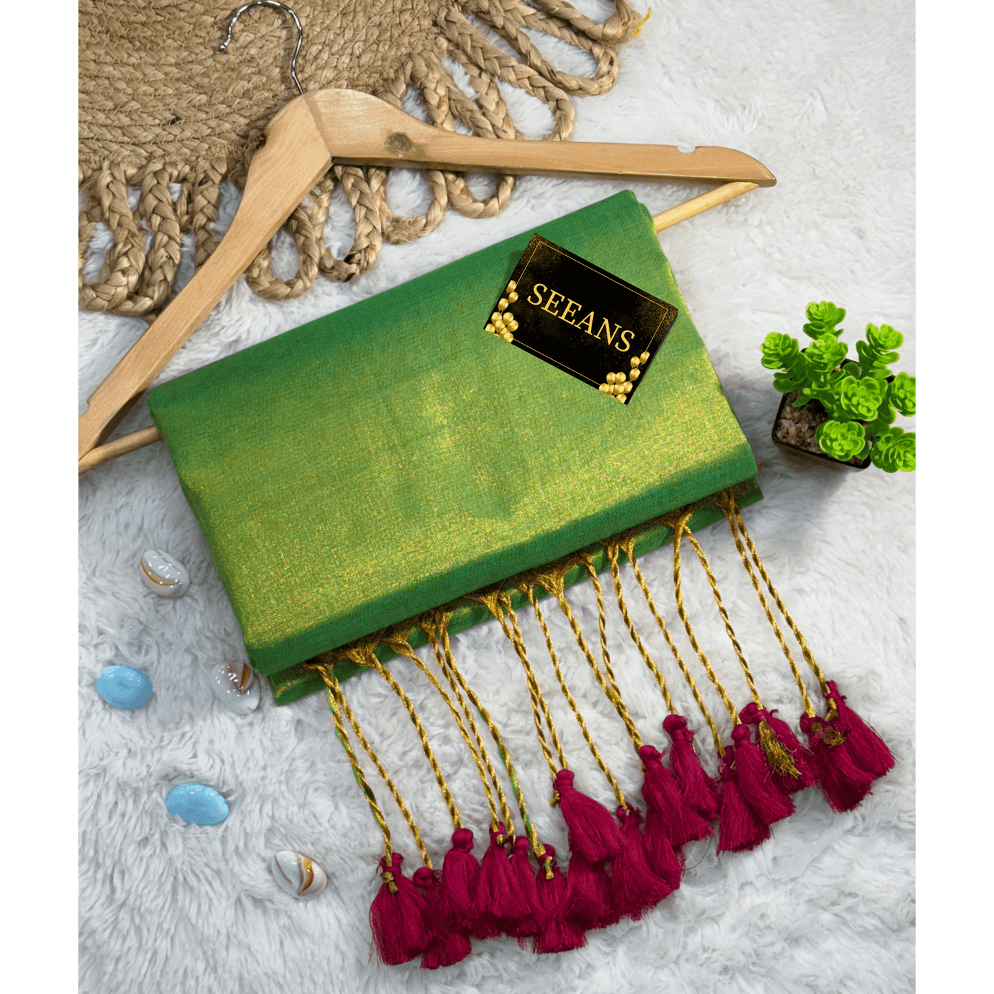 Single Color Tissue Silk Saree with Traditional Patterns | Lightweight & Festive - SEEANS