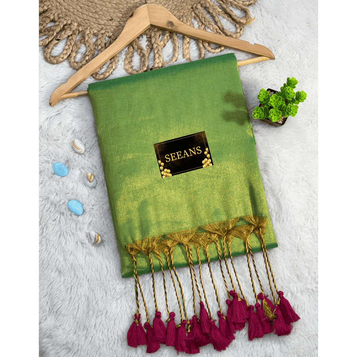 Single Color Tissue Silk Saree with Traditional Patterns | Lightweight & Festive - SEEANS