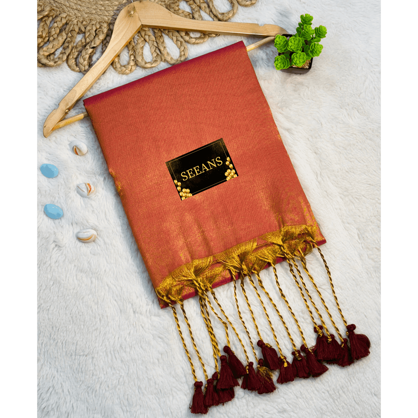 Single Color Tissue Silk Saree with Traditional Patterns | Lightweight & Festive - SEEANS