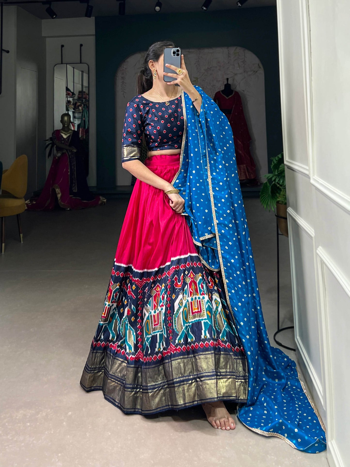Dola Silk Patola Print Lehenga Choli – Wedding & Festive Wear - SEEANS