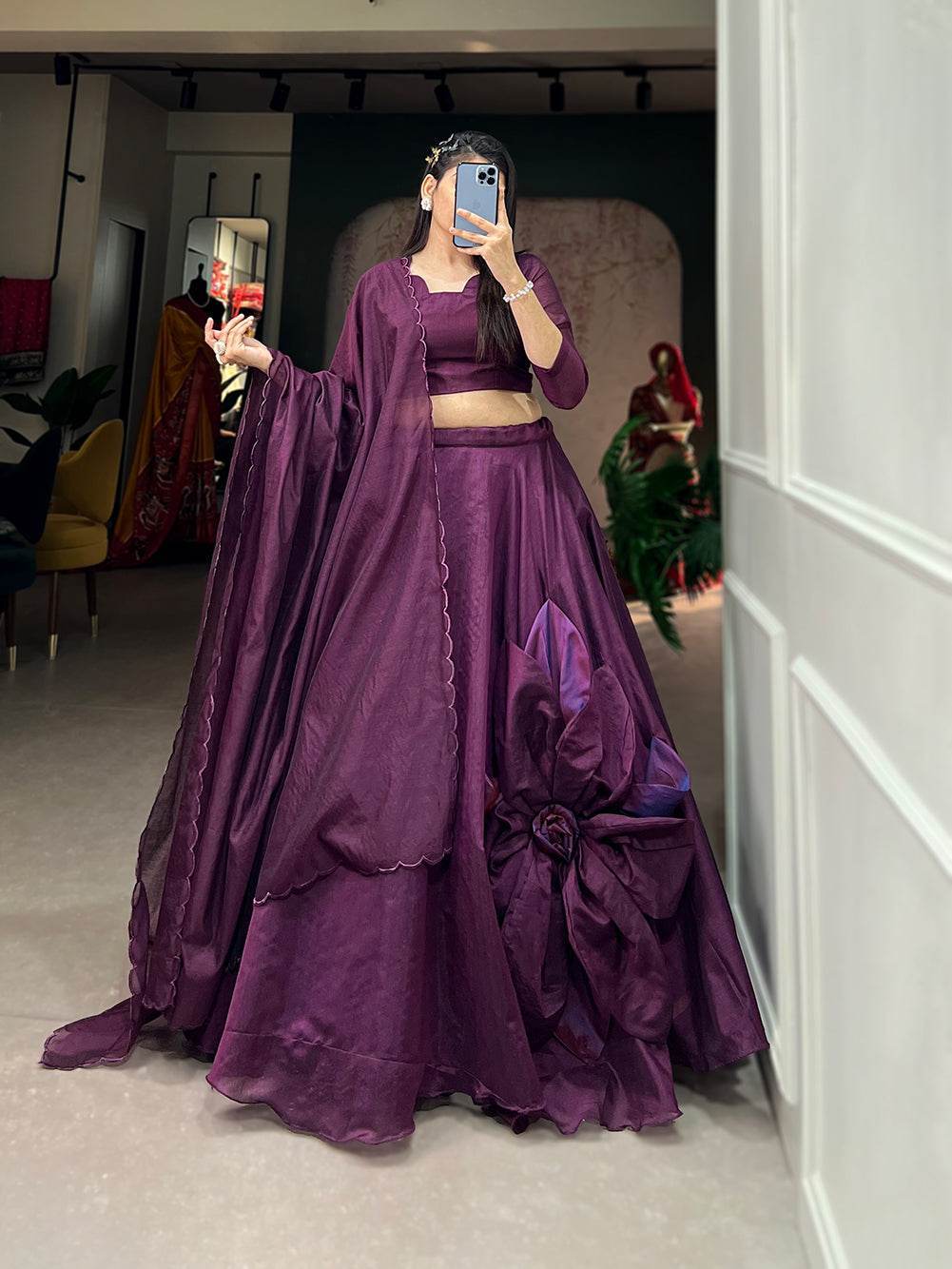 Rajwadi Chanderi Silk Lehenga Choli – Traditional & Chic for Weddings and Parties - SEEANS