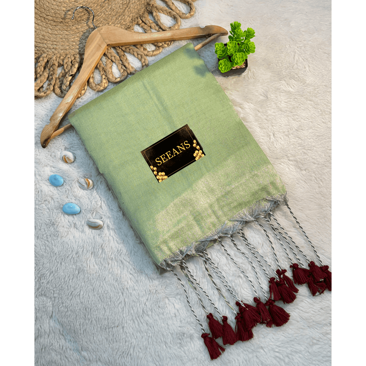 Single Color Tissue Silk Saree with Traditional Patterns | Lightweight & Festive - SEEANS