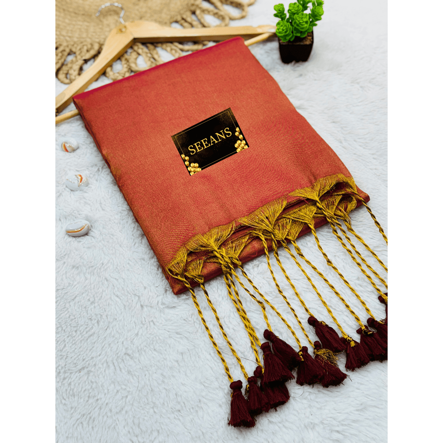 Single Color Tissue Silk Saree with Traditional Patterns | Lightweight & Festive - SEEANS