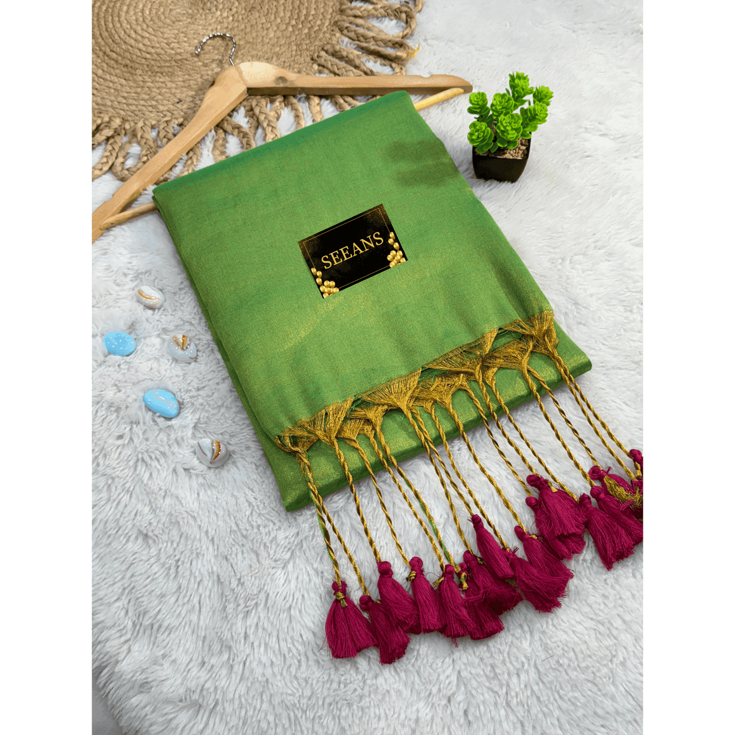 Single Color Tissue Silk Saree with Traditional Patterns | Lightweight & Festive - SEEANS
