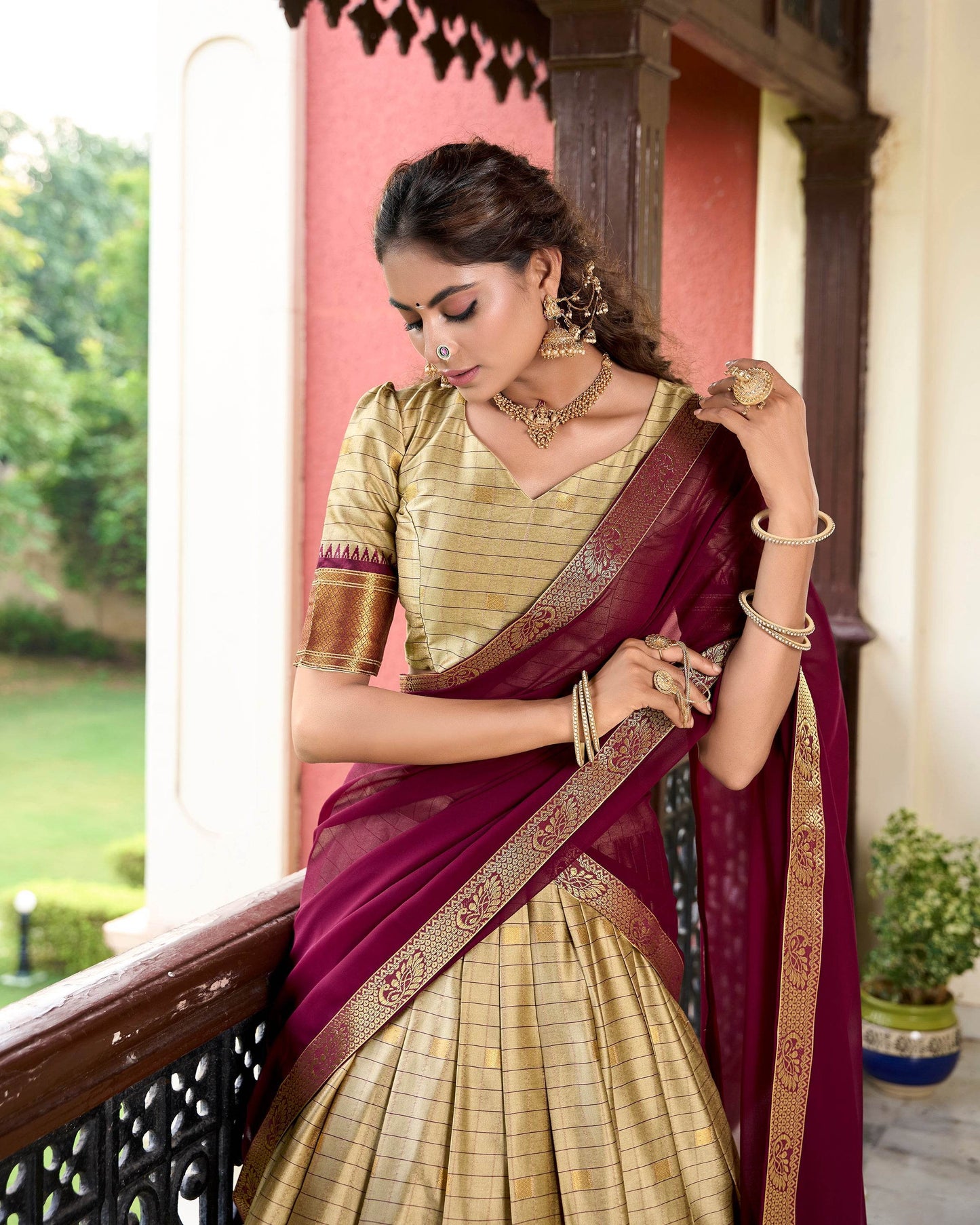 Paithani Cotton Silk Lehenga with Georgette Dupatta – Akshara Collection - SEEANS