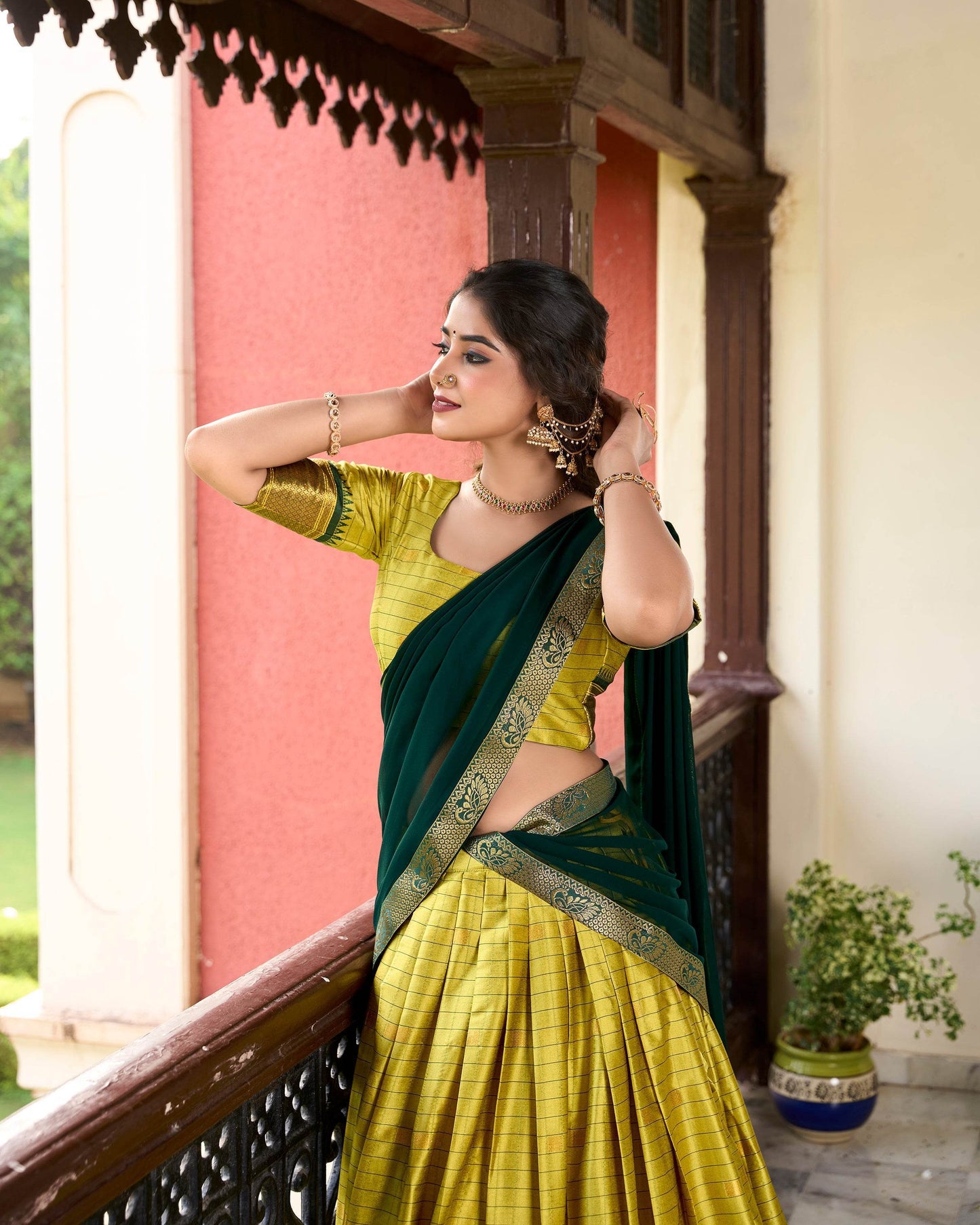 Paithani Cotton Silk Lehenga with Georgette Dupatta – Akshara Collection - SEEANS