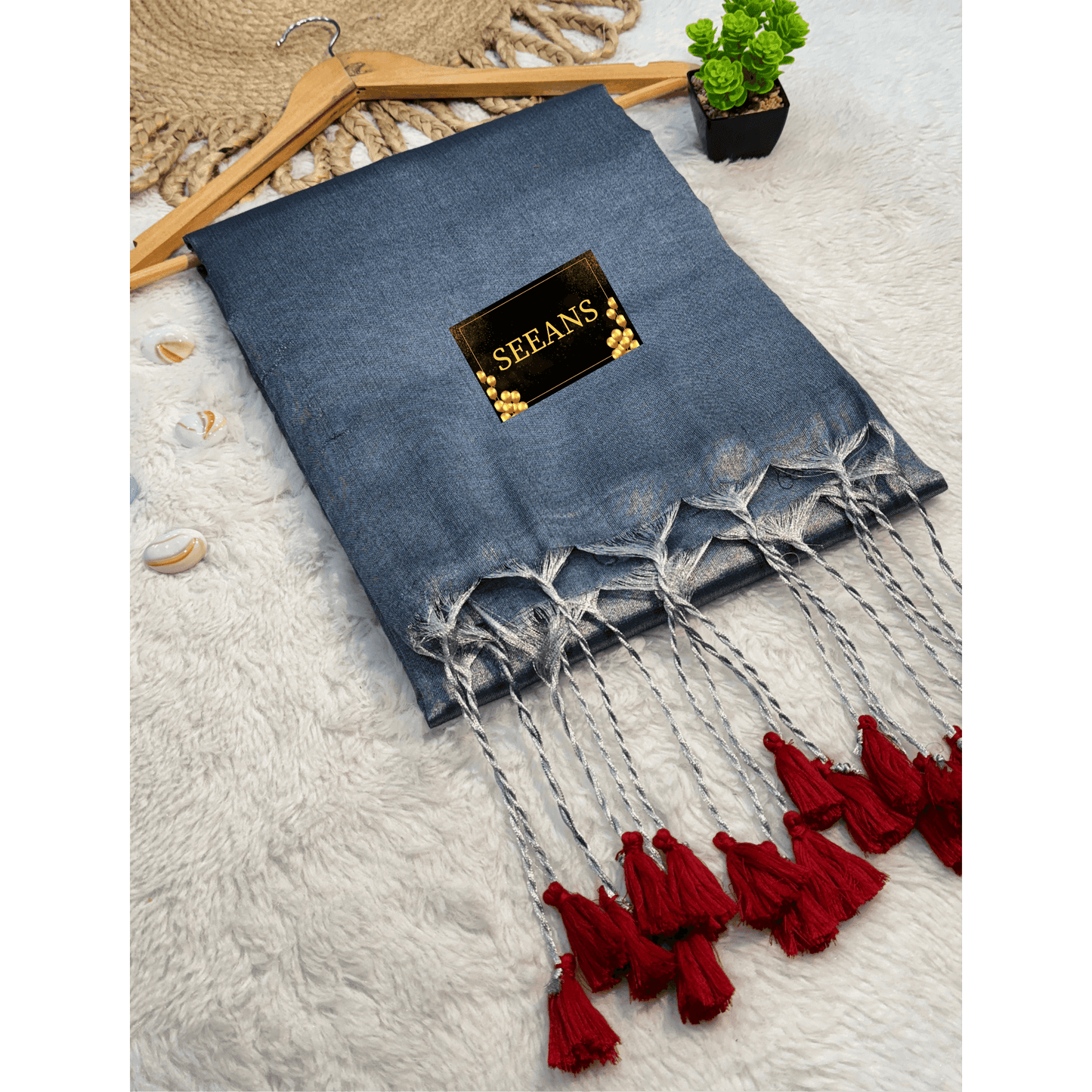 Single Color Tissue Silk Saree with Traditional Patterns | Lightweight & Festive - SEEANS