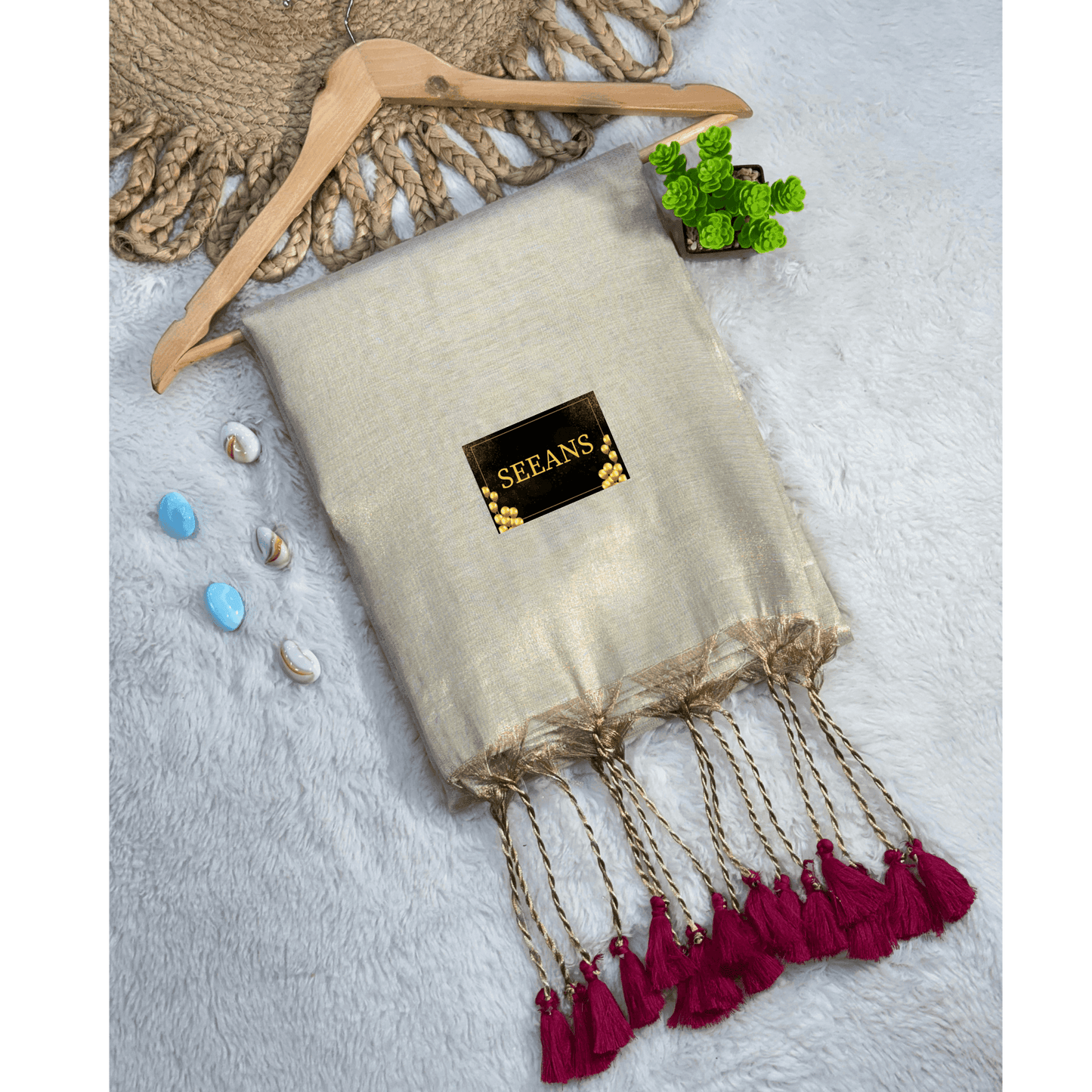 Single Color Tissue Silk Saree with Traditional Patterns | Lightweight & Festive - SEEANS
