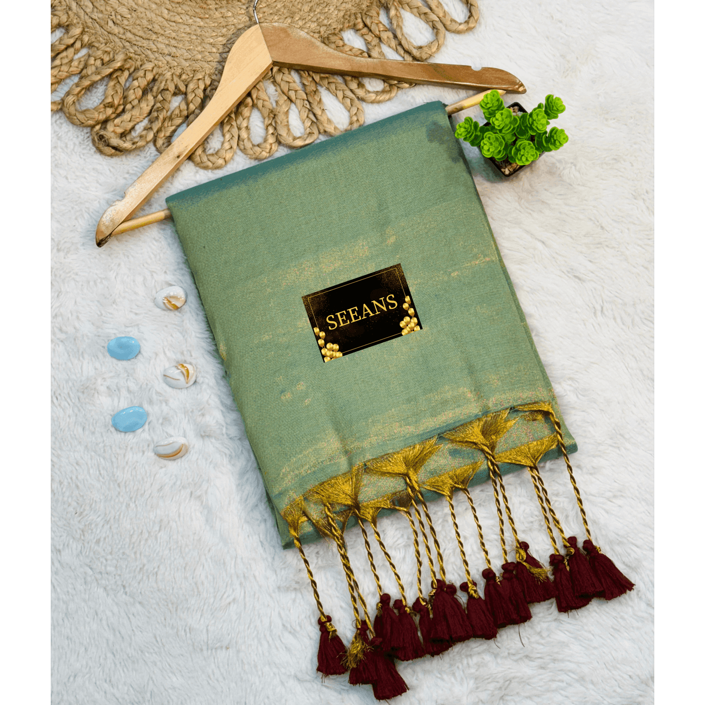Single Color Tissue Silk Saree with Traditional Patterns | Lightweight & Festive - SEEANS