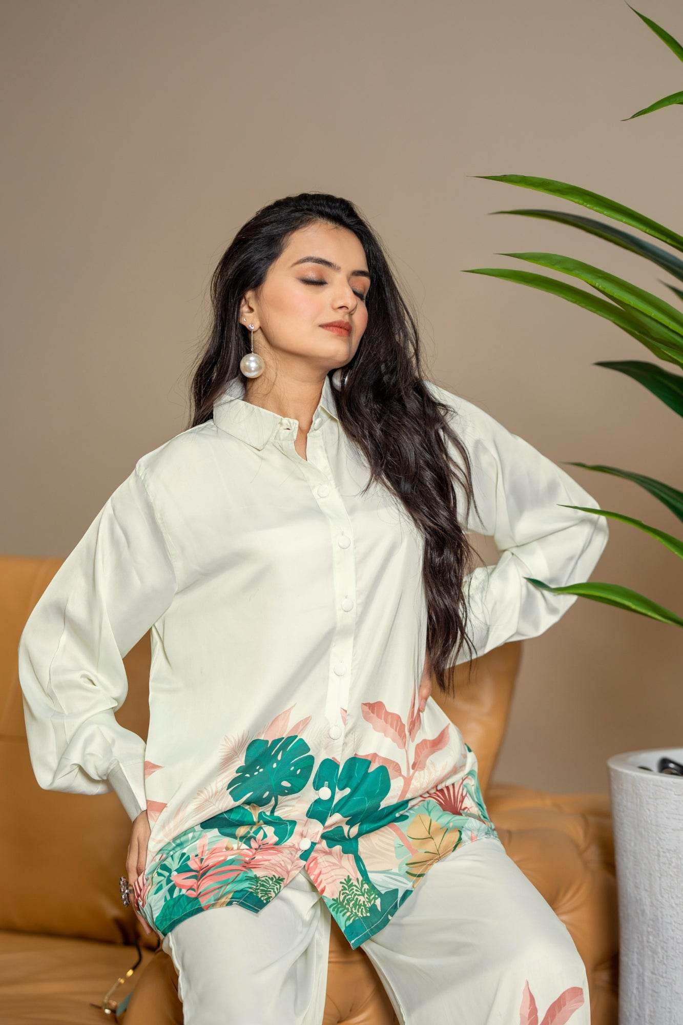 Women's Swiss Silk Satin Co-Ord Set with Digital Print - SEEANS