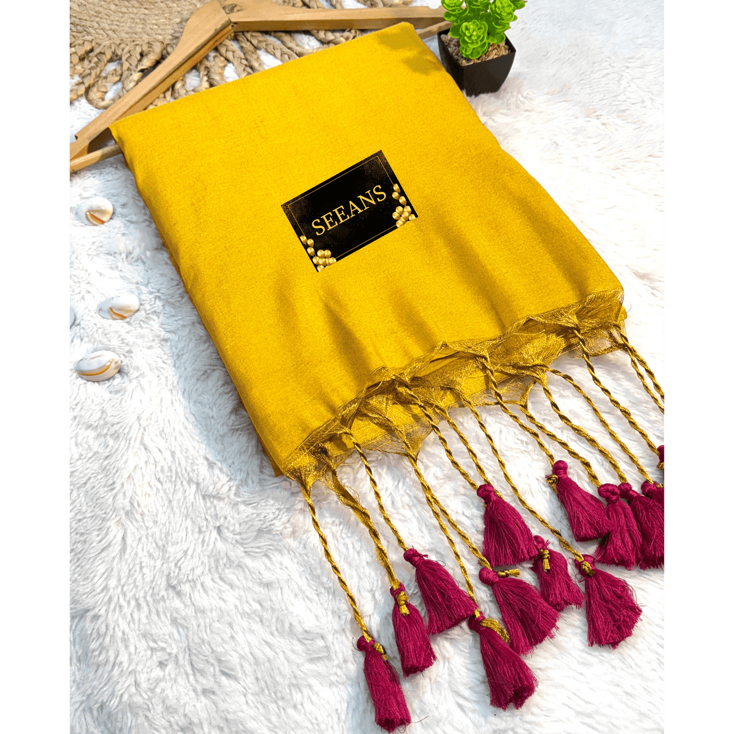 Single Color Tissue Silk Saree with Traditional Patterns | Lightweight & Festive - SEEANS