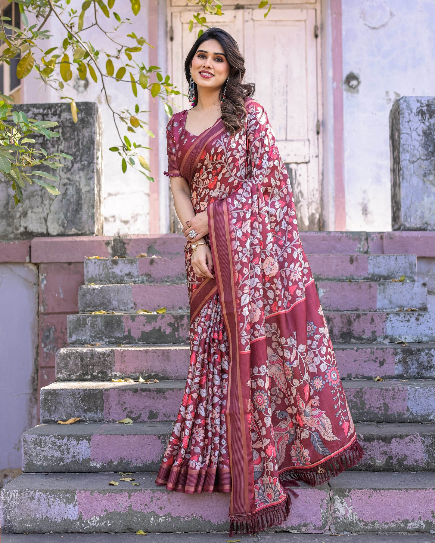 Multicolour Linen Saree with Traditional Patterns | Lightweight and Elegant - SEEANS