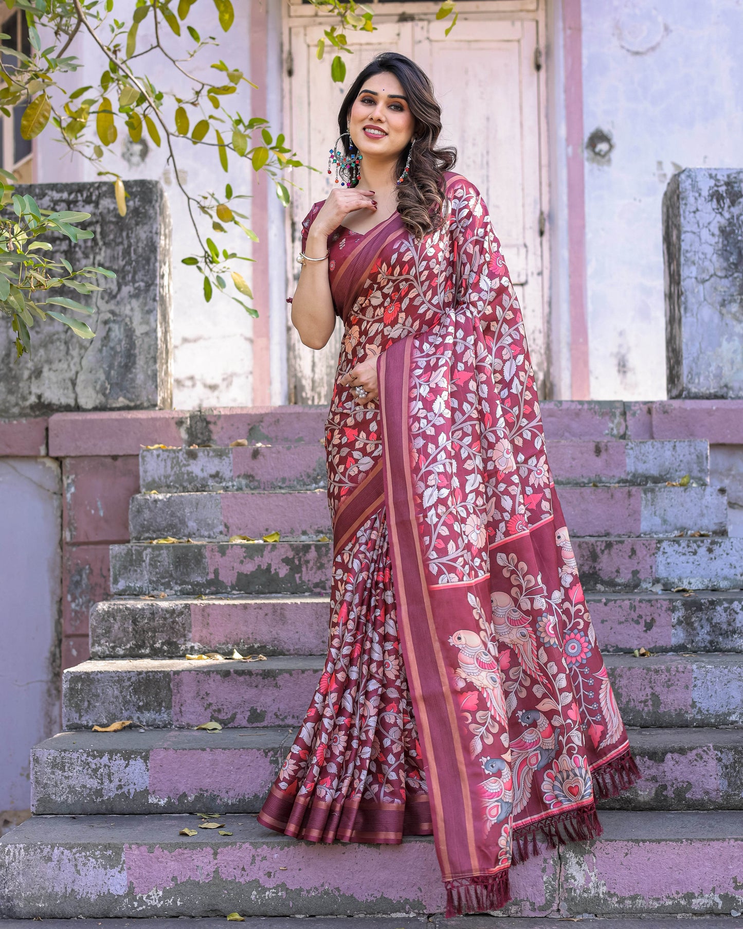 Multicolour Linen Saree with Traditional Patterns | Lightweight and Elegant - SEEANS