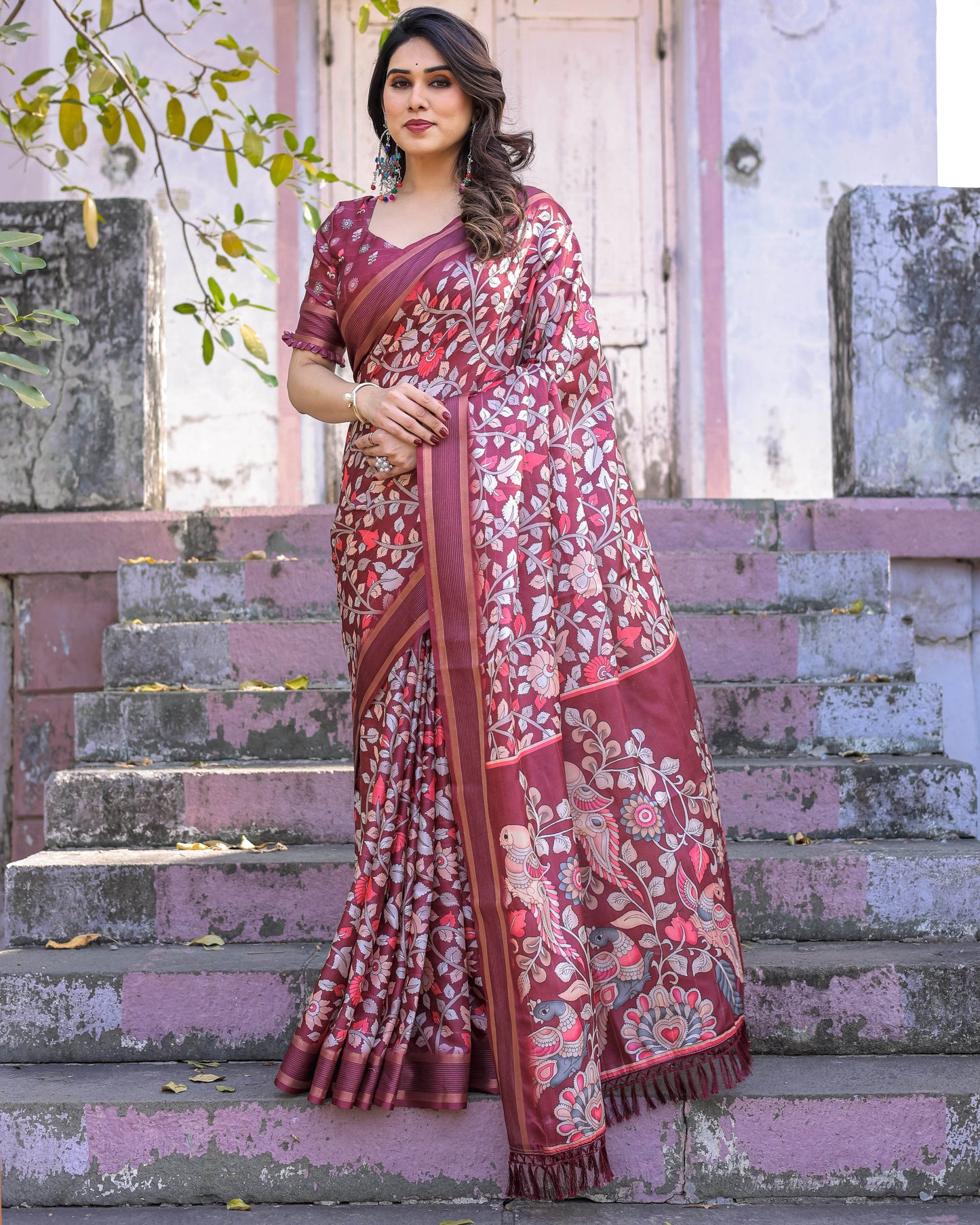 Multicolour Linen Saree with Traditional Patterns | Lightweight and Elegant - SEEANS