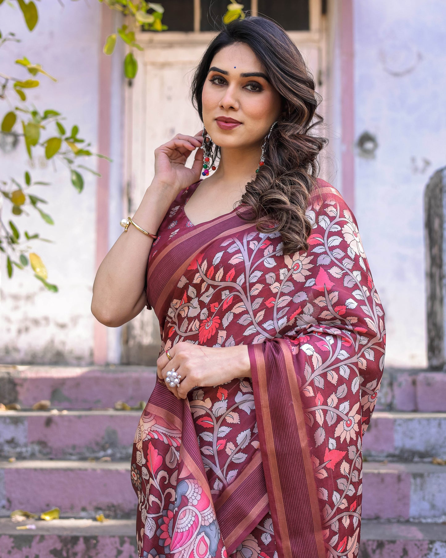 Multicolour Linen Saree with Traditional Patterns | Lightweight and Elegant - SEEANS