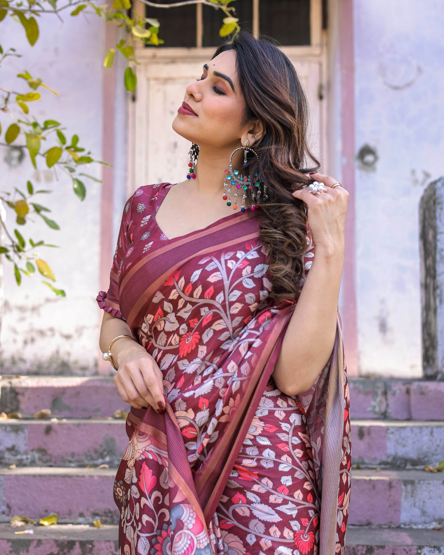 Multicolour Linen Saree with Traditional Patterns | Lightweight and Elegant - SEEANS