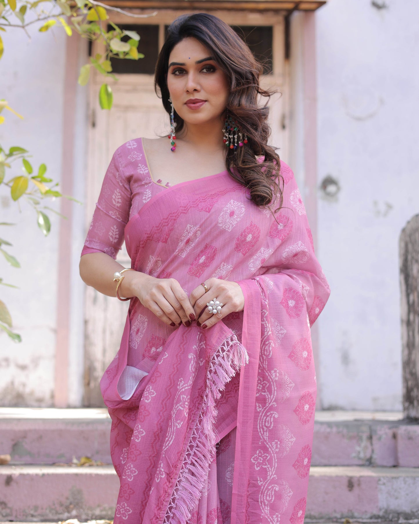 Multicolour Linen Saree with Traditional Patterns | Lightweight and Elegant - SEEANS