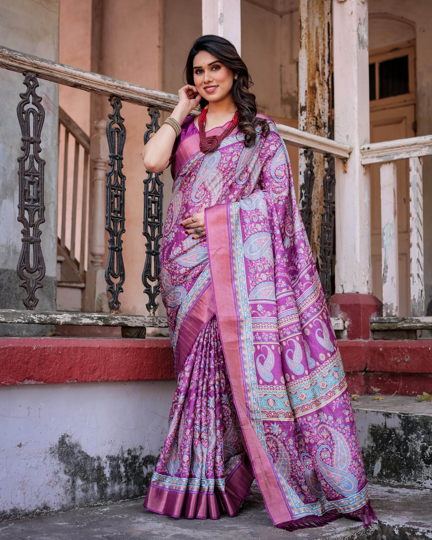 Multicolour Linen Saree with Traditional Patterns | Lightweight and Elegant - SEEANS