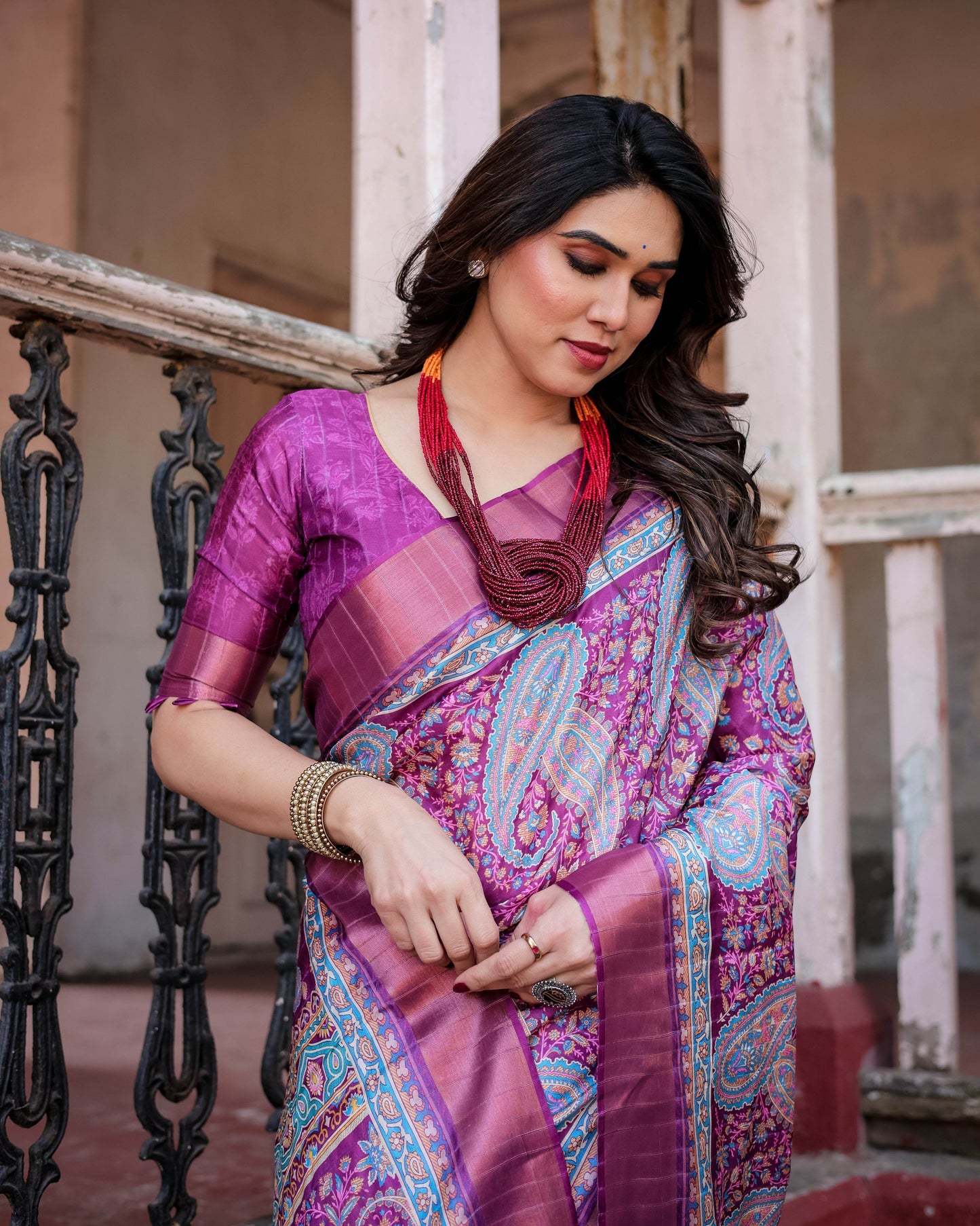Multicolour Linen Saree with Traditional Patterns | Lightweight and Elegant - SEEANS