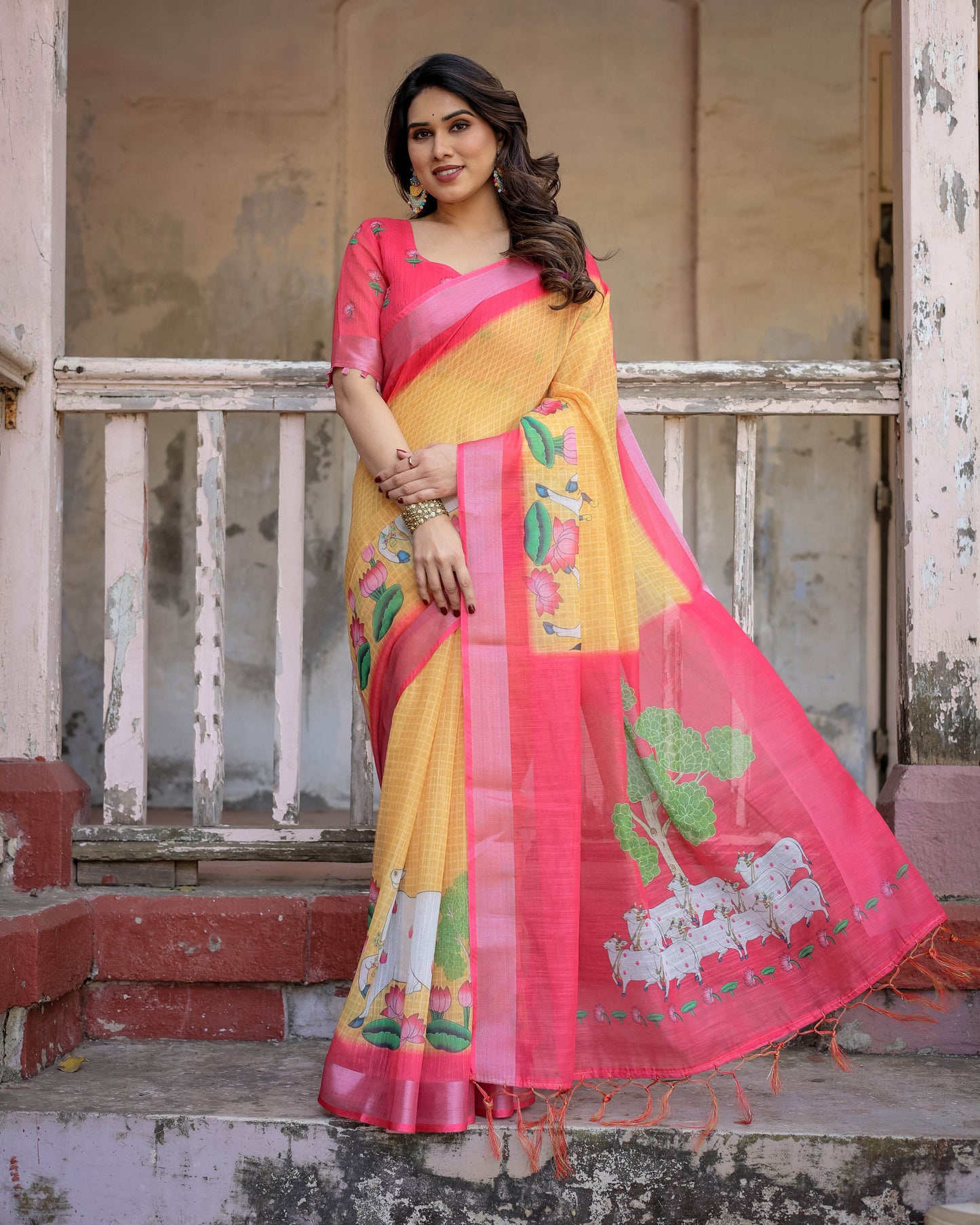 Multicolor Cotton Linen Saree with Timeless Elegance | Perfect for Every Occasion - SEEANS