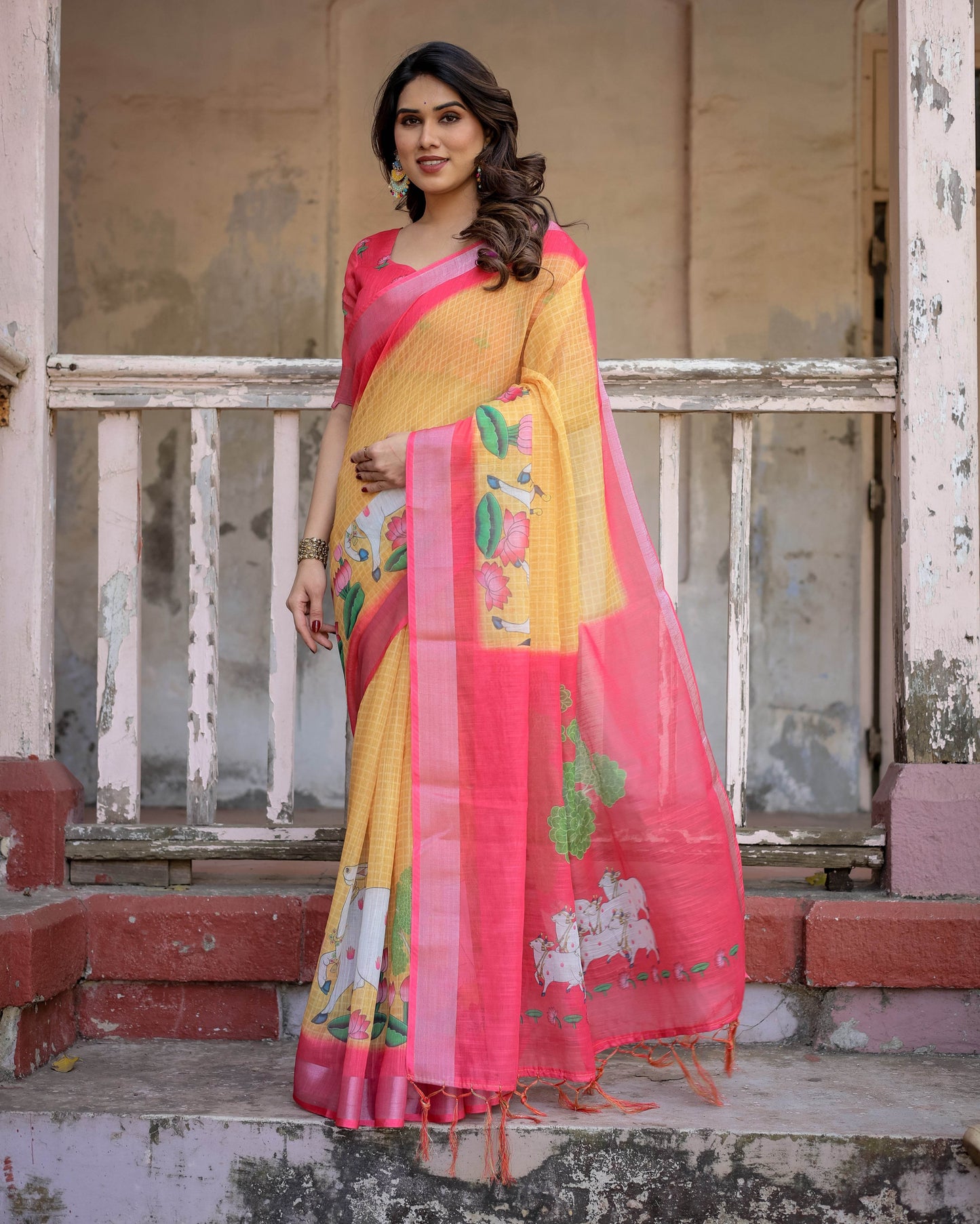 Multicolor Cotton Linen Saree with Timeless Elegance | Perfect for Every Occasion - SEEANS