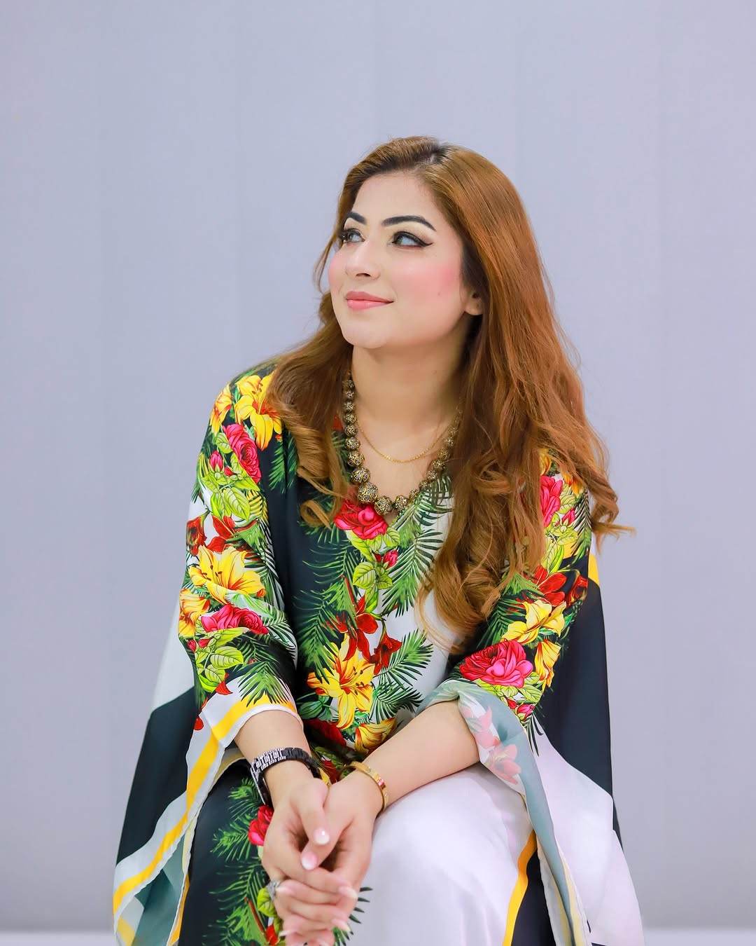 Stylish Digital Printed Silk Swiss Satin Kaftan - No Color Fade - SEEANS