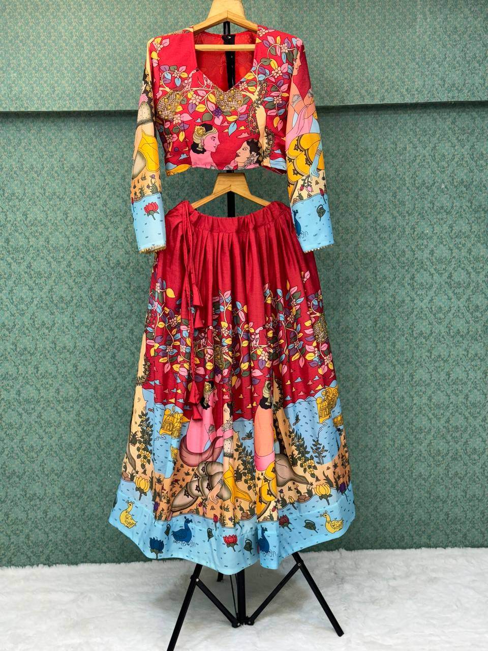 Kalamkari Lehenga Choli - Light Shades, Premium Fabric, Stunning Look - SEEANS