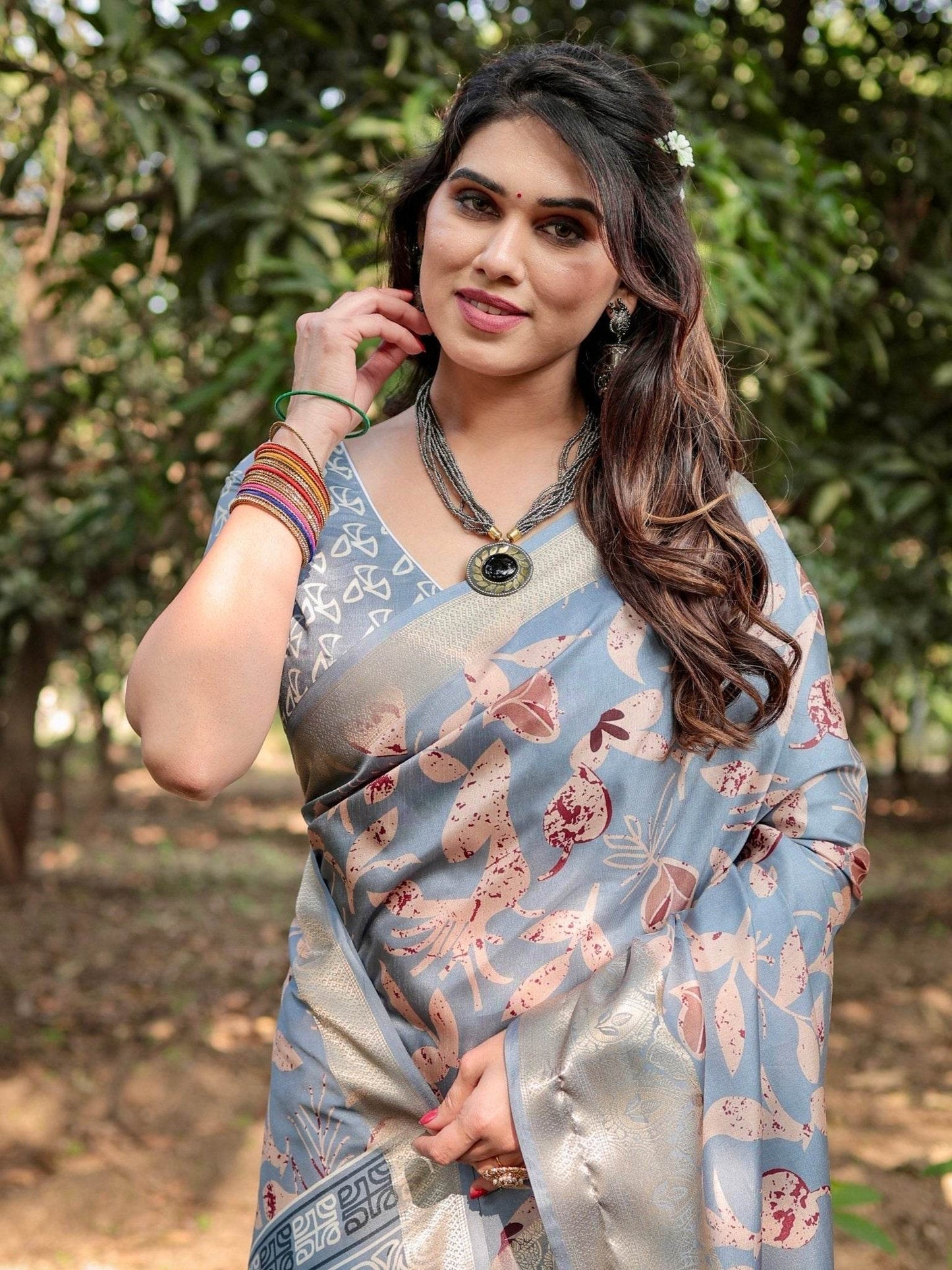 Stylish Sky Blue Tussar Silk Saree with Beige and Gold Zari Work and Contemporary Pallu Design - SEEANS