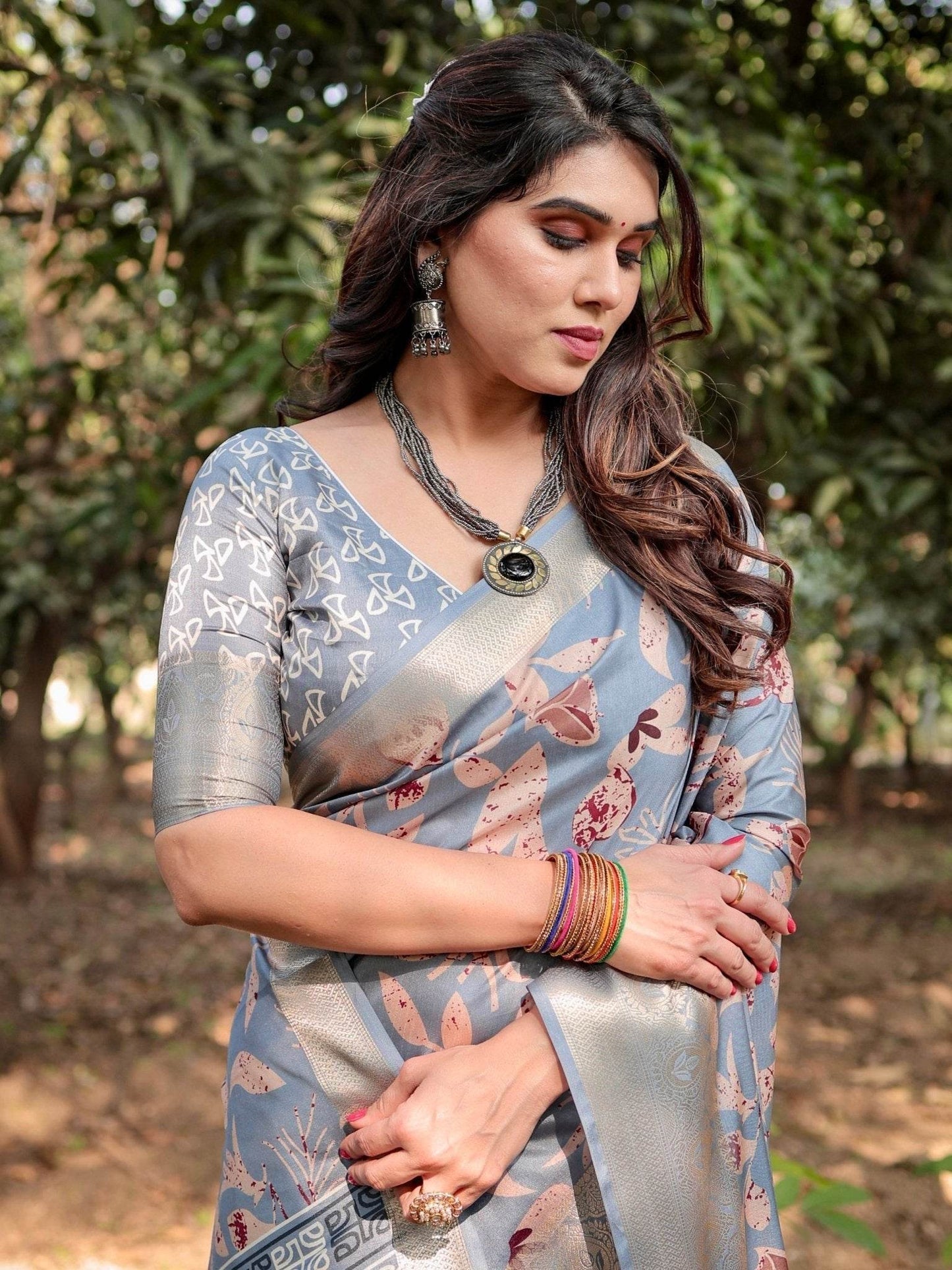 Stylish Sky Blue Tussar Silk Saree with Beige and Gold Zari Work and Contemporary Pallu Design - SEEANS