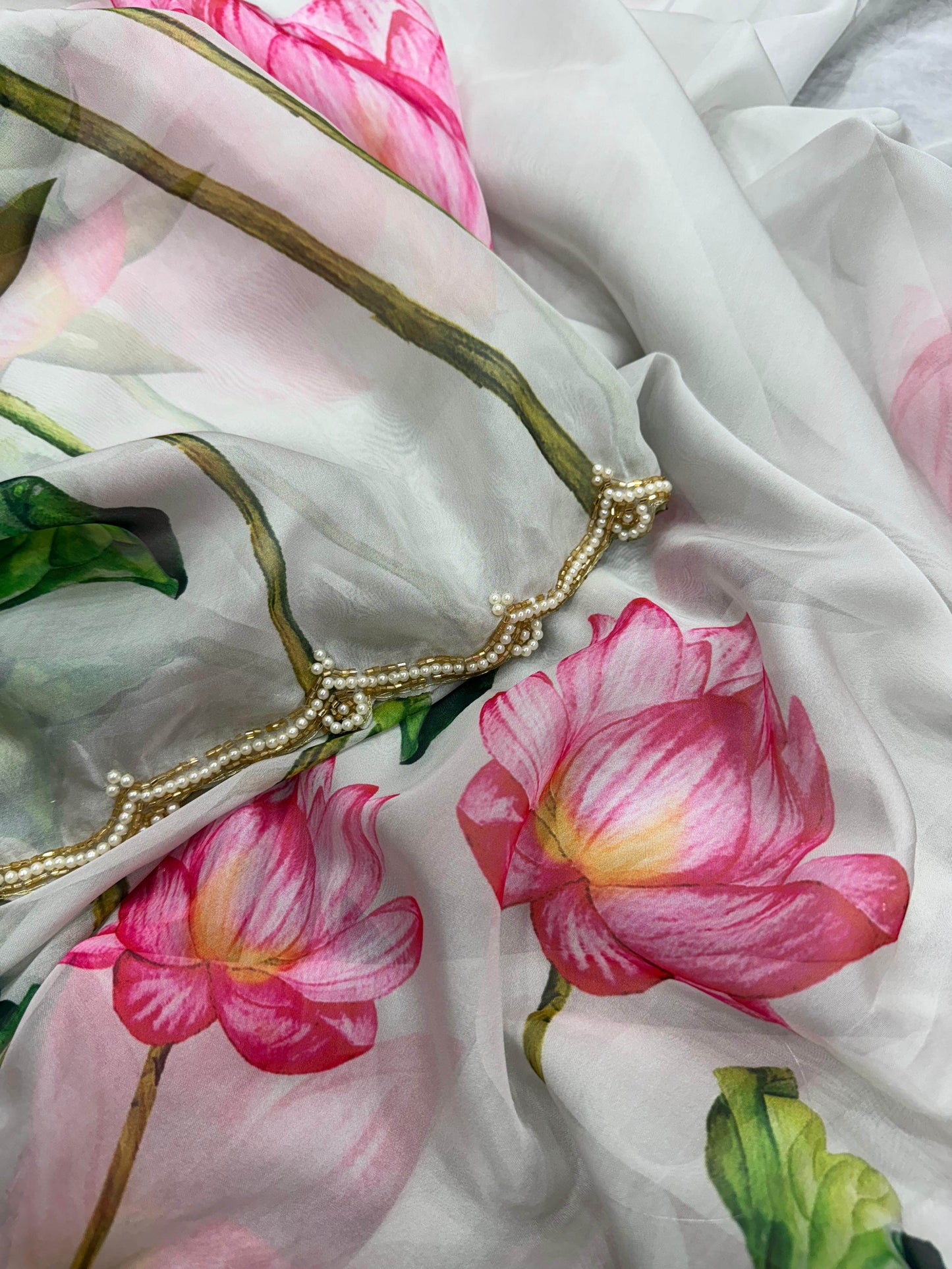 Exclusive Floral Handwork Soft Tissue Saree with Blouse | SEEANS - SEEANS