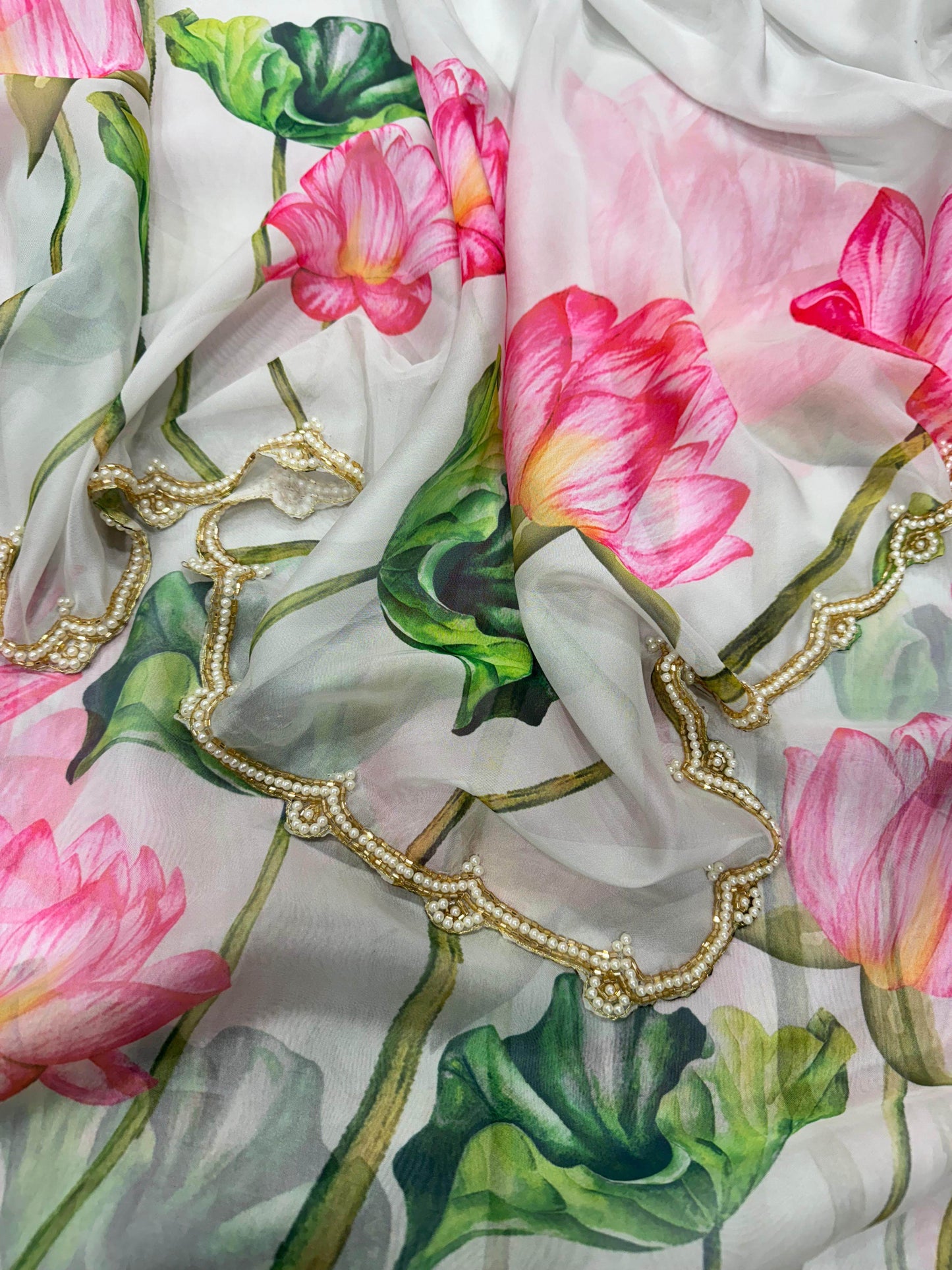 Exclusive Floral Handwork Soft Tissue Saree with Blouse | SEEANS - SEEANS