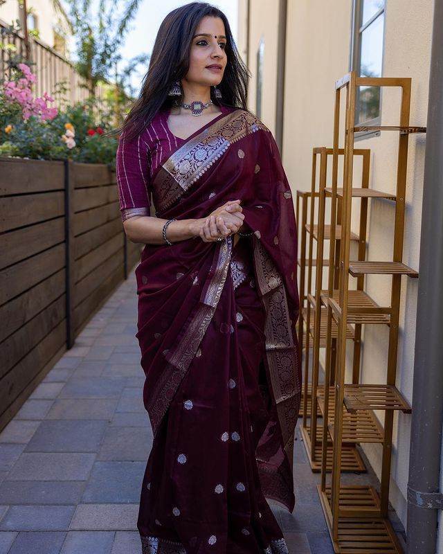 SEEANS Premium Linen Saree | Bollywood-Inspired Weaving Design - SEEANS