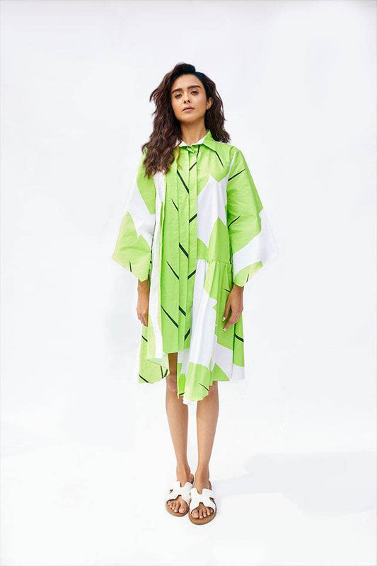 Trendy Linen Blend Digital Printed Western Mini Dress - SEEANS