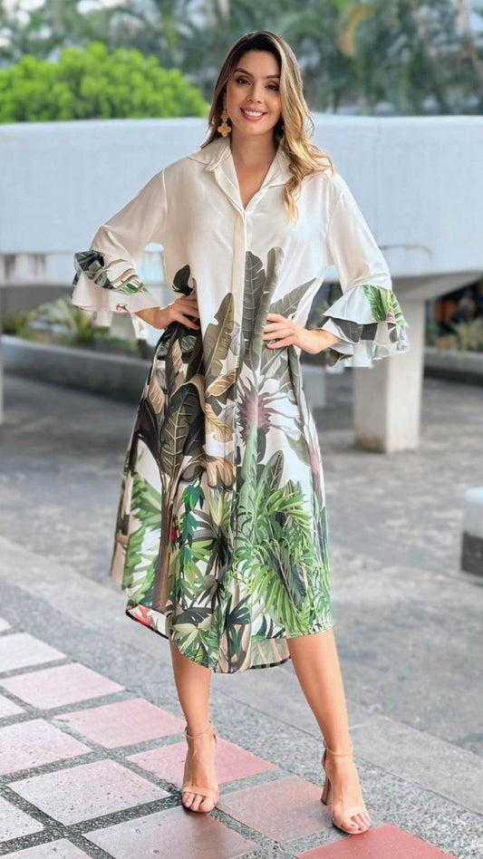 Women's Korean BSY Velvet Western Maxi Dress with Digital Print - SEEANS