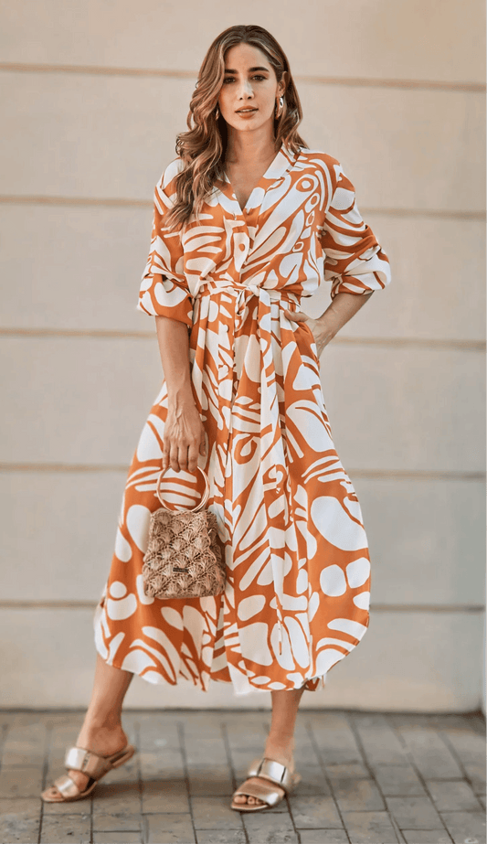 Women's Korean BSY Digital Printed Western Maxi Dress - SEEANS