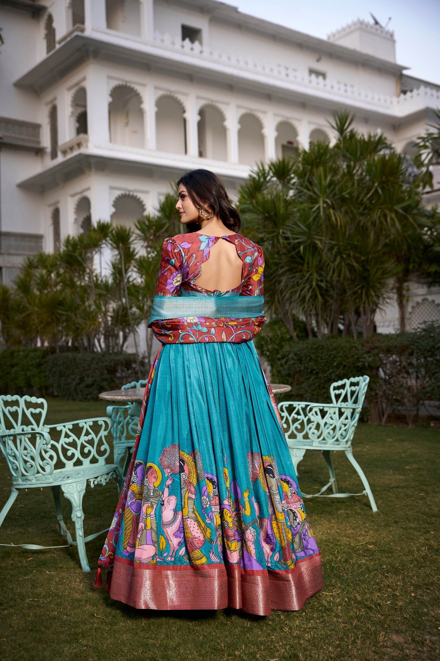 Dola Silk Kalamkari Printed Lehenga Choli – Traditional Elegance for Special Occasions - SEEANS