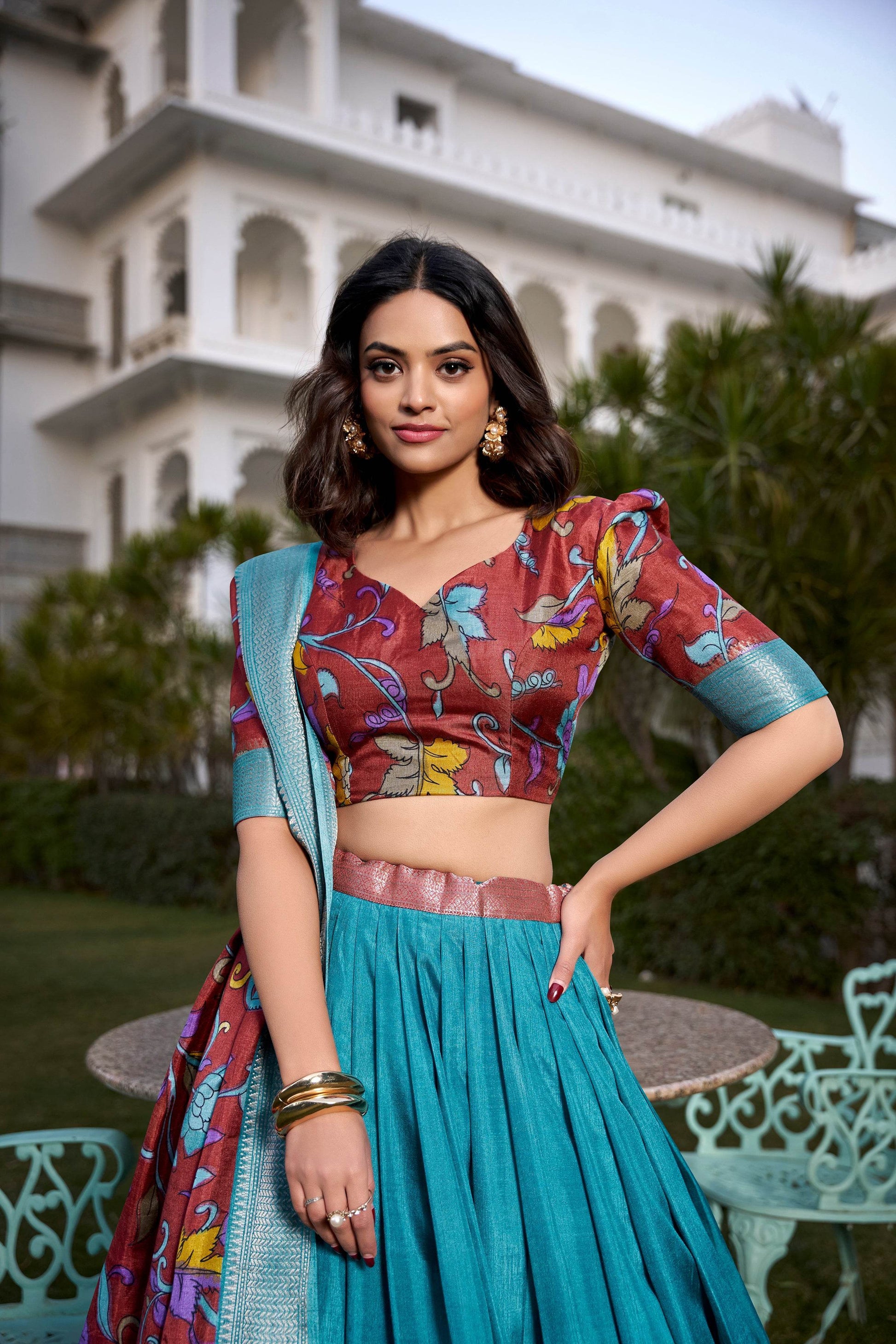 Dola Silk Kalamkari Printed Lehenga Choli – Traditional Elegance for Special Occasions - SEEANS