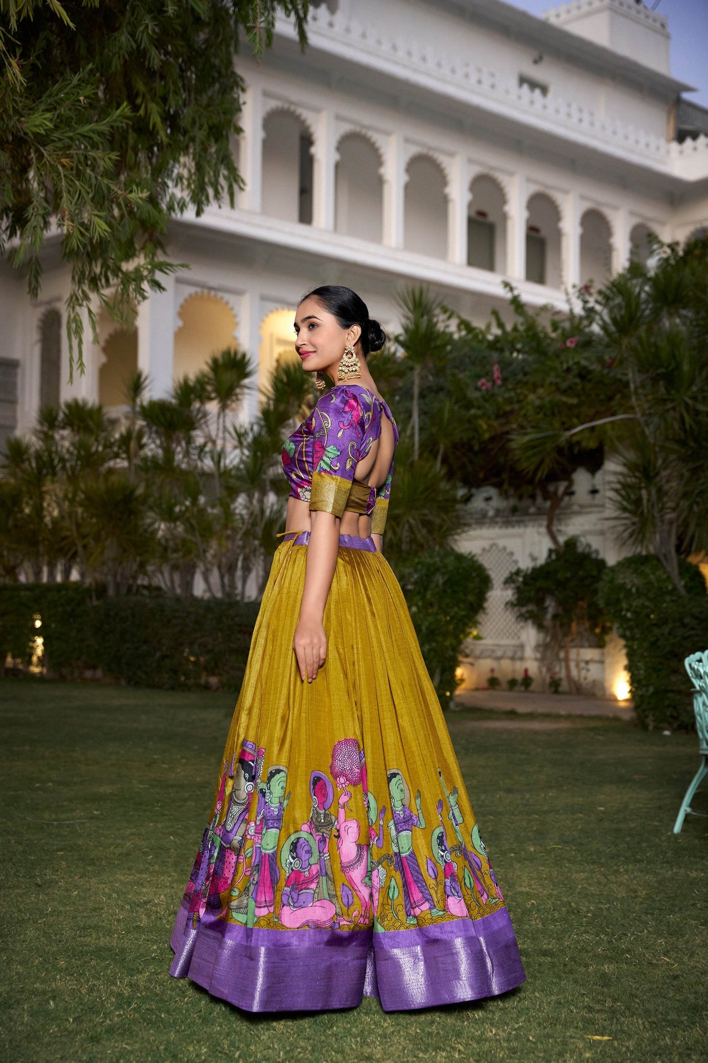 Dola Silk Kalamkari Printed Lehenga Choli – Traditional Elegance for Special Occasions - SEEANS