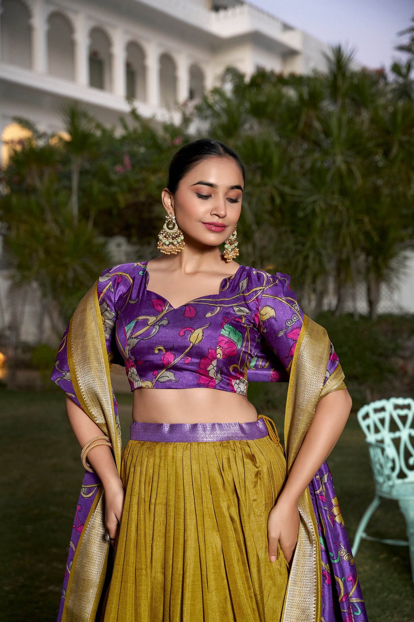 Dola Silk Kalamkari Printed Lehenga Choli – Traditional Elegance for Special Occasions - SEEANS