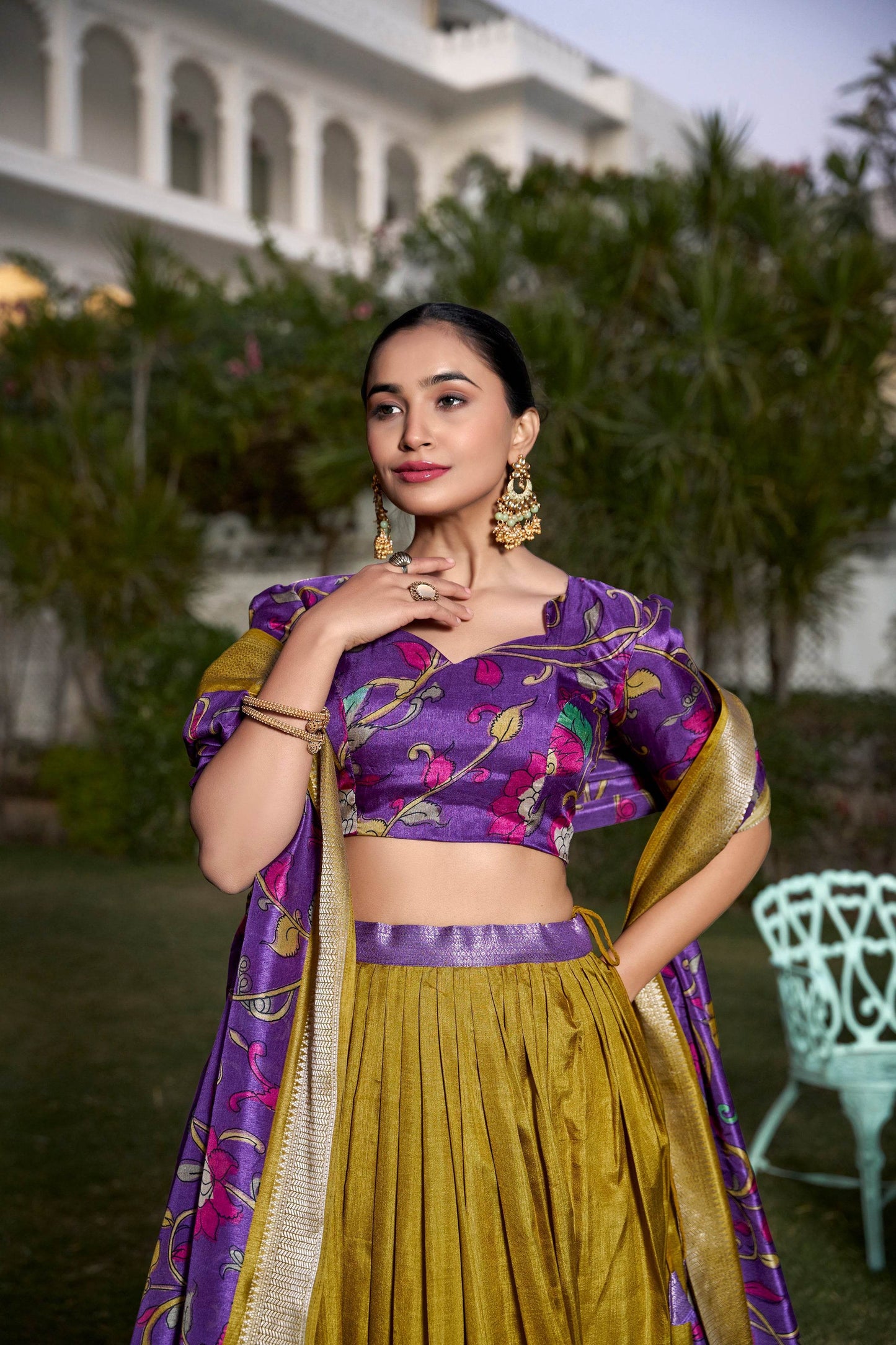 Dola Silk Kalamkari Printed Lehenga Choli – Traditional Elegance for Special Occasions - SEEANS