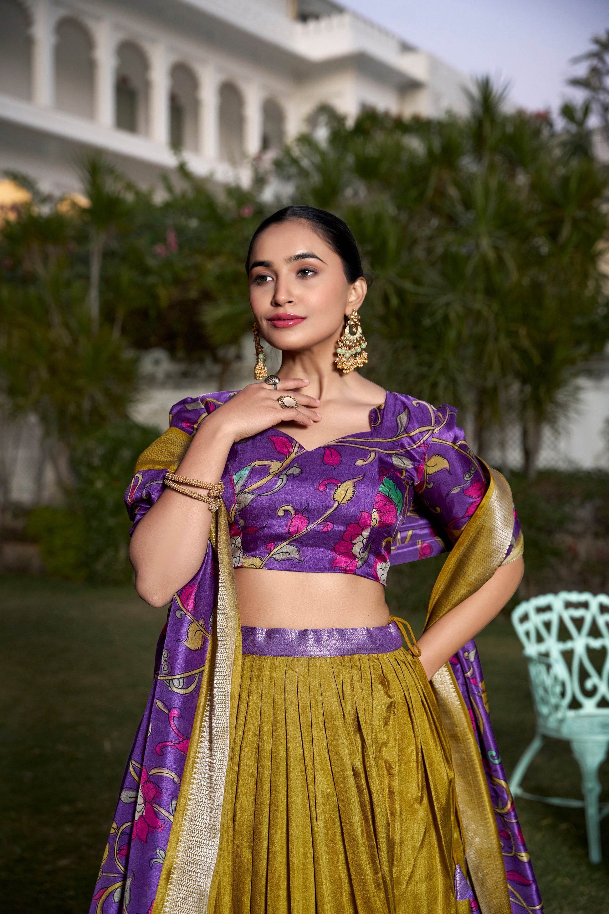 Dola Silk Kalamkari Printed Lehenga Choli – Traditional Elegance for Special Occasions - SEEANS