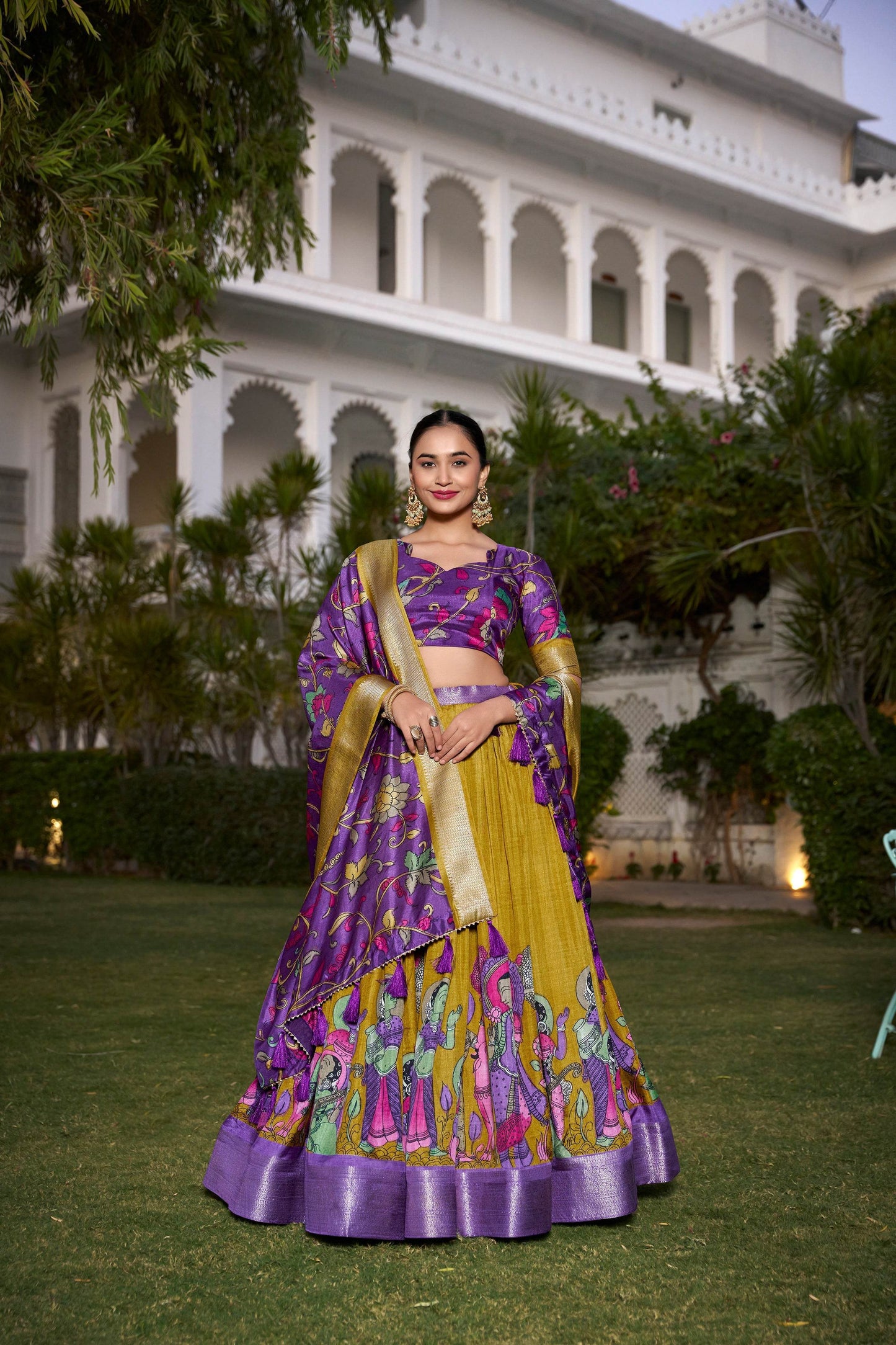 Dola Silk Kalamkari Printed Lehenga Choli – Traditional Elegance for Special Occasions - SEEANS