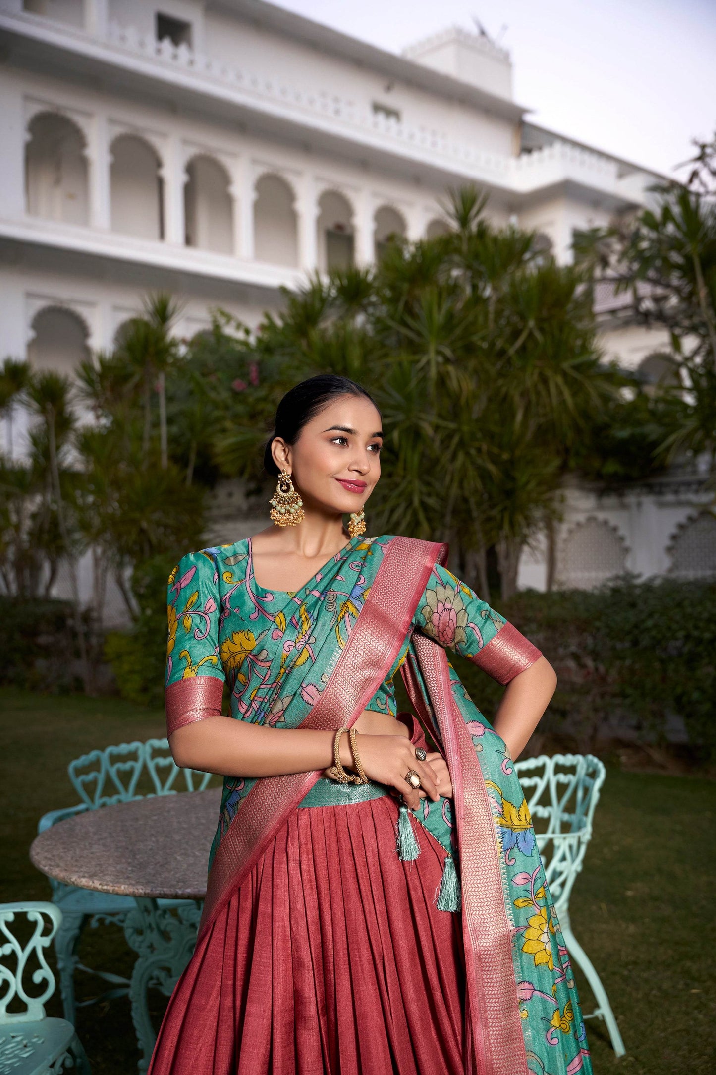 Dola Silk Kalamkari Printed Lehenga Choli – Traditional Elegance for Special Occasions - SEEANS