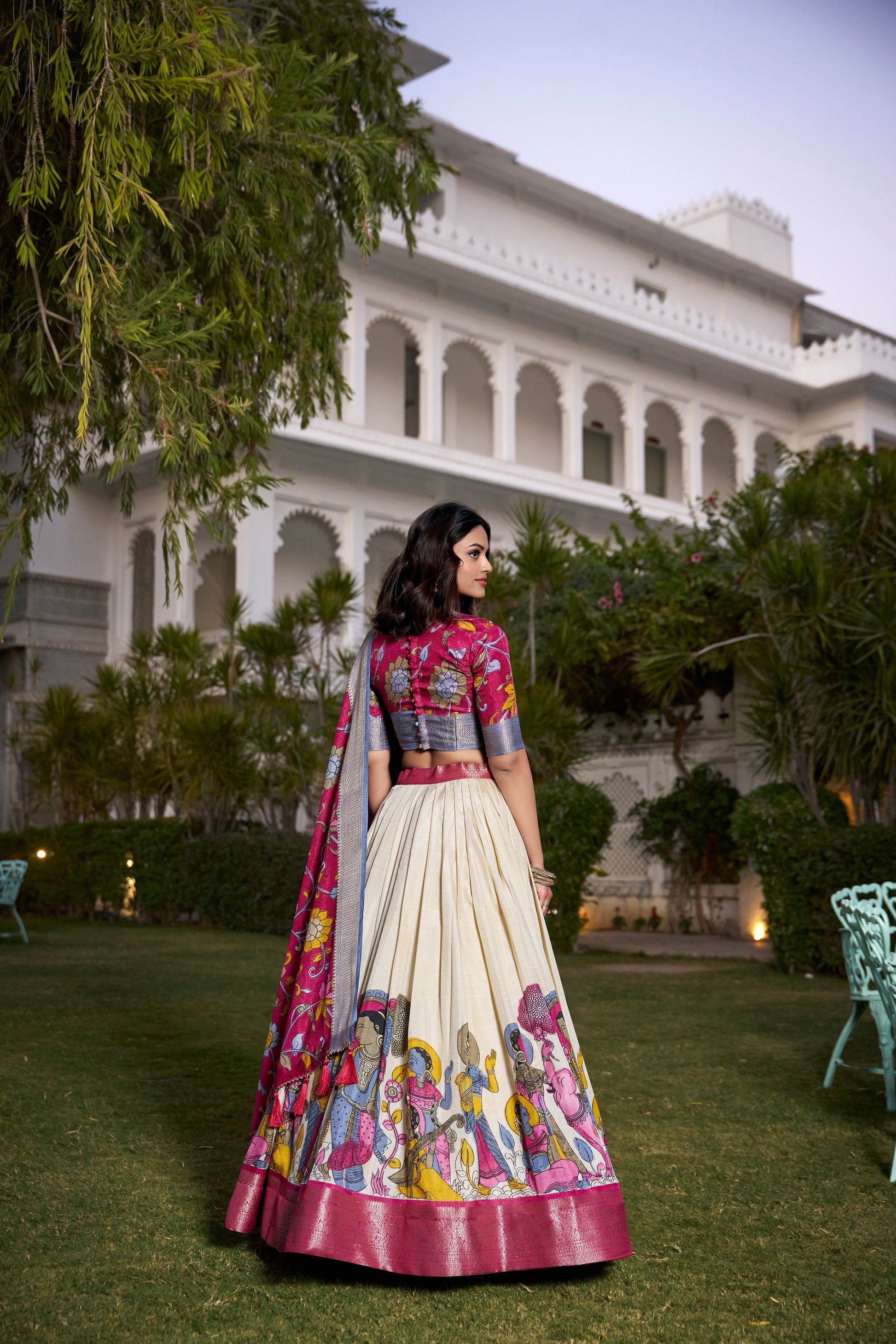 Dola Silk Kalamkari Printed Lehenga Choli – Traditional Elegance for Special Occasions - SEEANS
