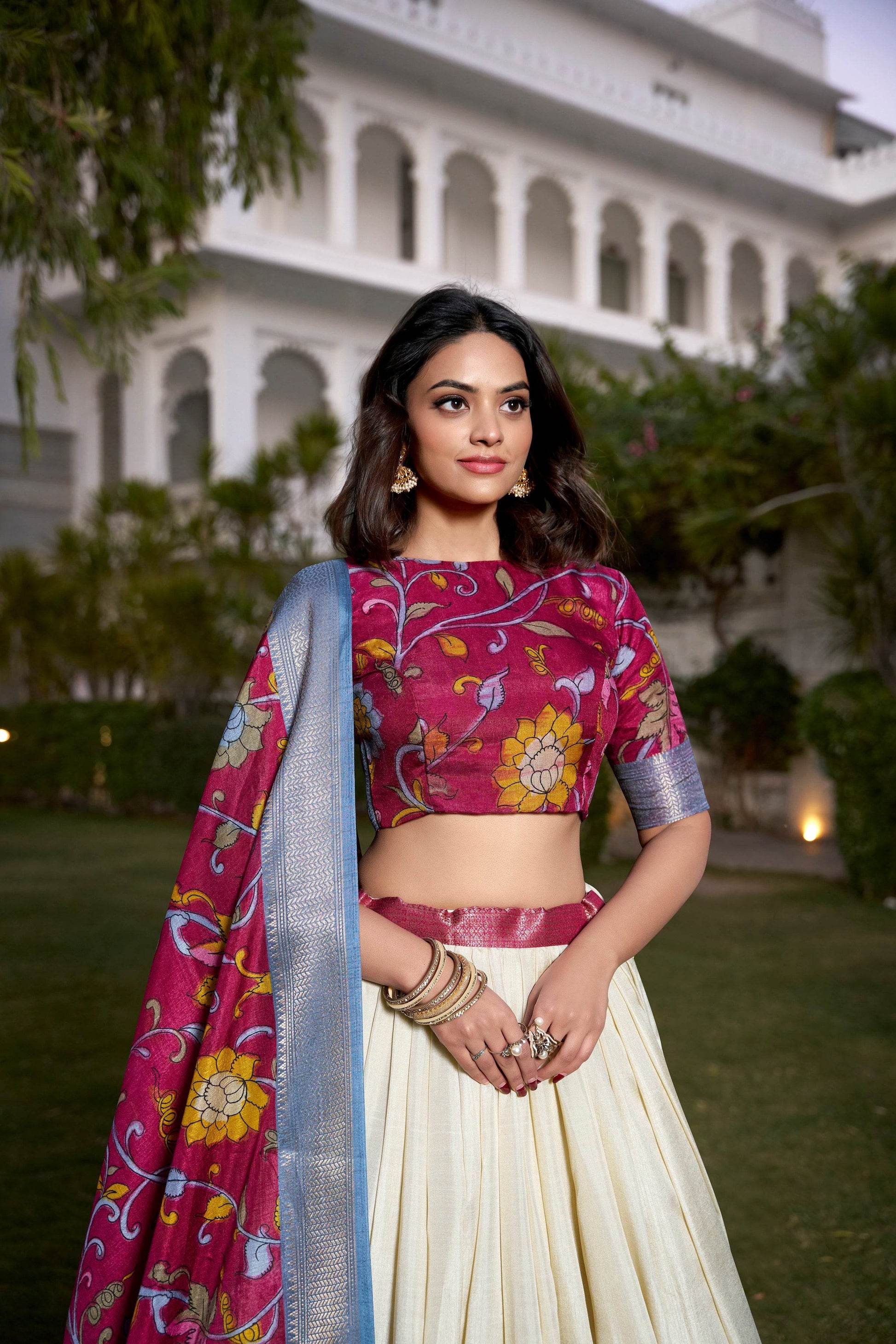 Dola Silk Kalamkari Printed Lehenga Choli – Traditional Elegance for Special Occasions - SEEANS