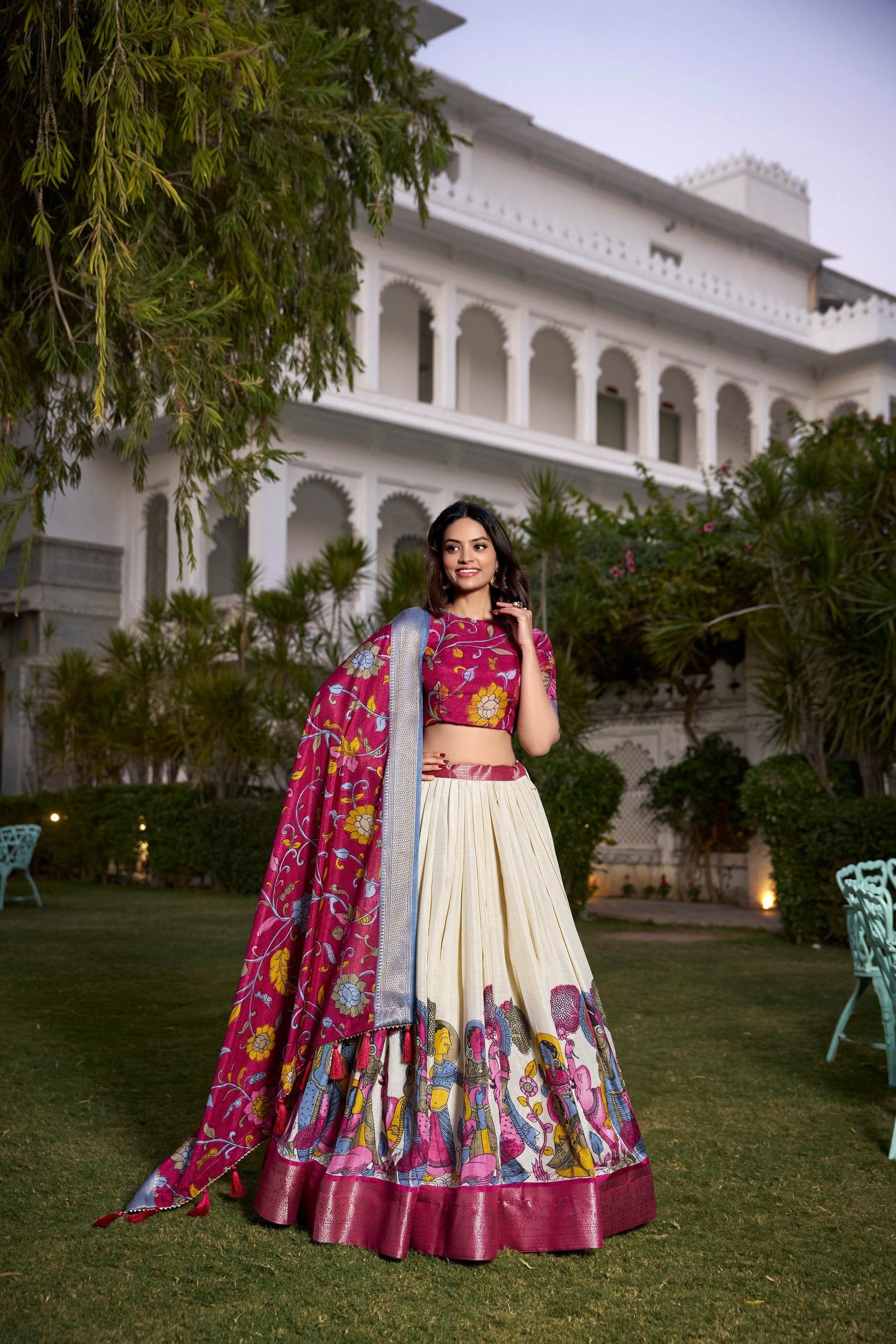 Dola Silk Kalamkari Printed Lehenga Choli – Traditional Elegance for Special Occasions - SEEANS