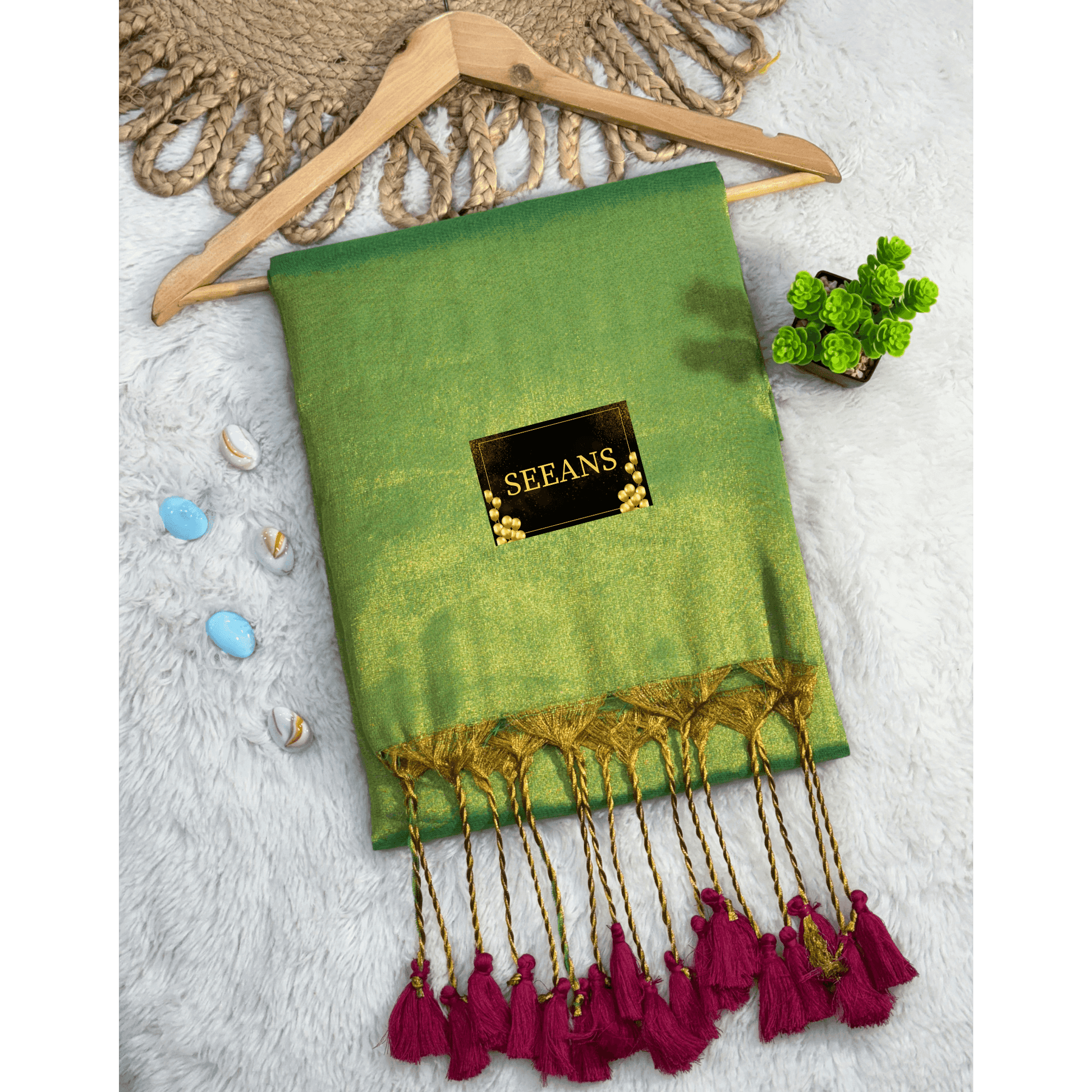 Single Color Tissue Silk Saree with Traditional Patterns | Lightweight & Festive - SEEANS